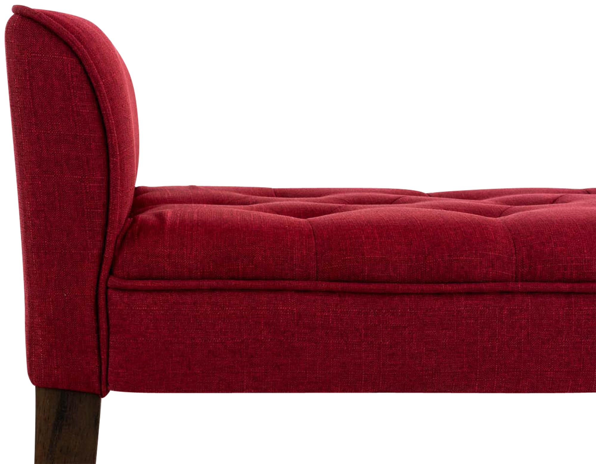 Cleopatra Chaise Longue with Fabric Upholstery & Chesterfield Style Quilted Bench - Long Chair in Red with Dark Aged Frame - Perfect for Living Room, Bedroom, or Lounge Decor