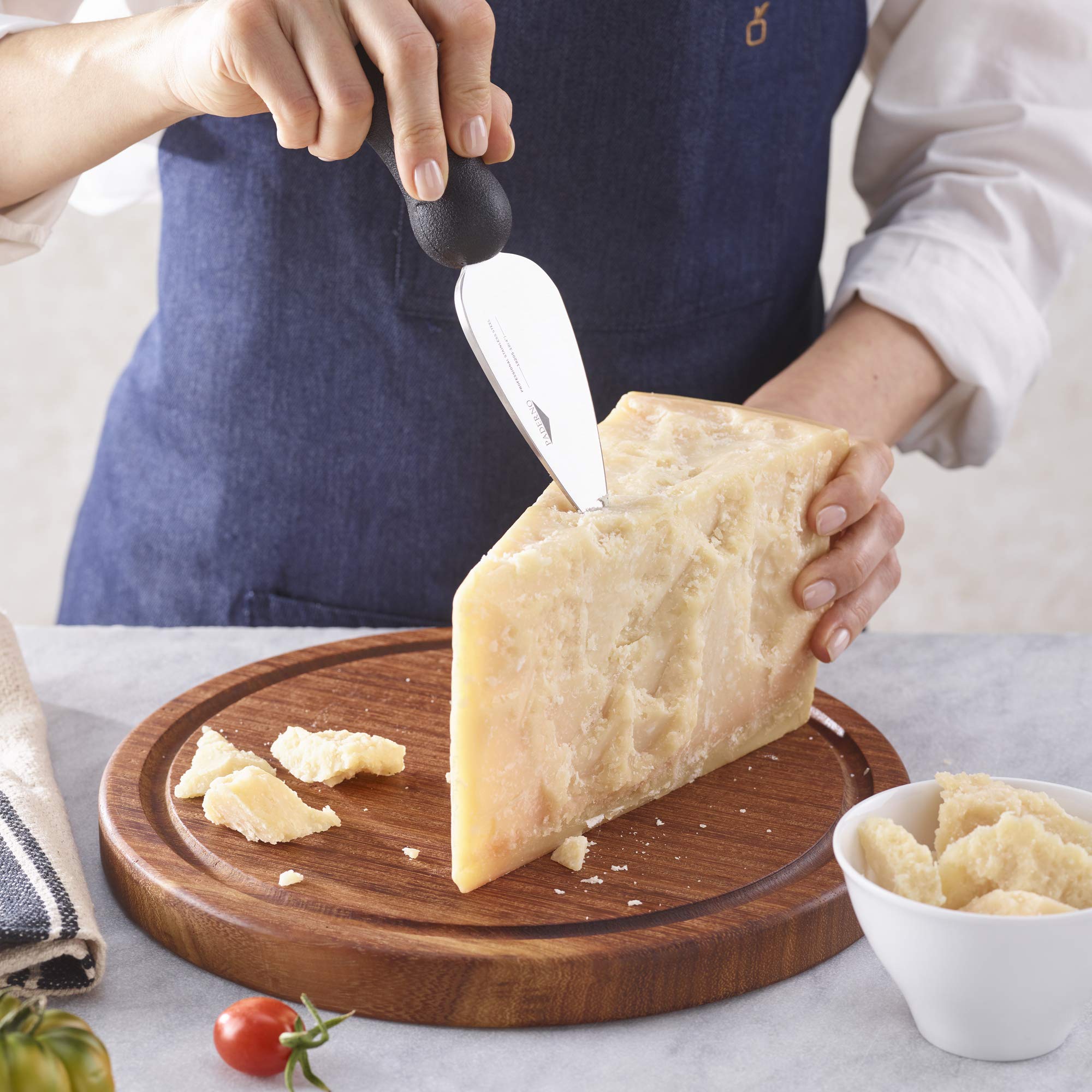 Paderno World Cuisine 4 Inch Parmesan Cheese Knife - Stainless Steel Forged Blade - Perfect for Grating Hard Cheeses, Charcuterie Boards & Italian Cooking