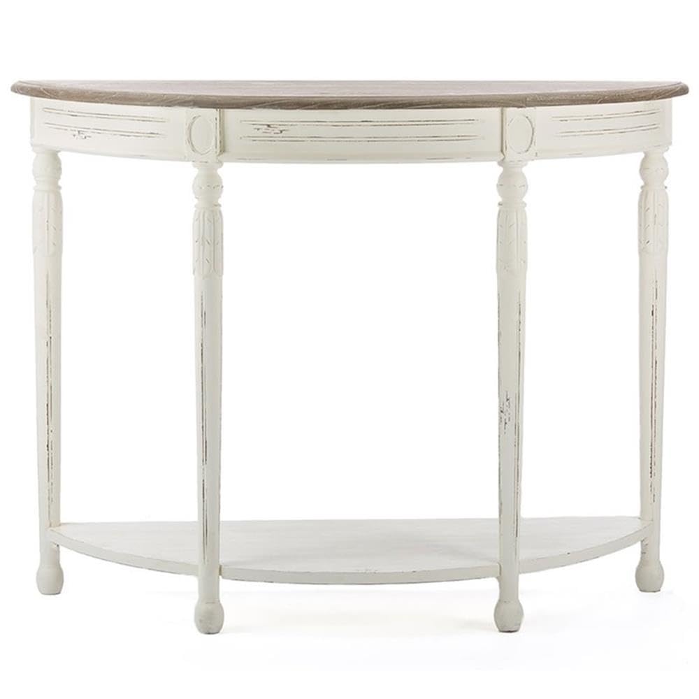 Allora Contemporary Console Table - Antique White & Natural Finish - Entryway, Living Room, Hallway Decor for Modern Homes