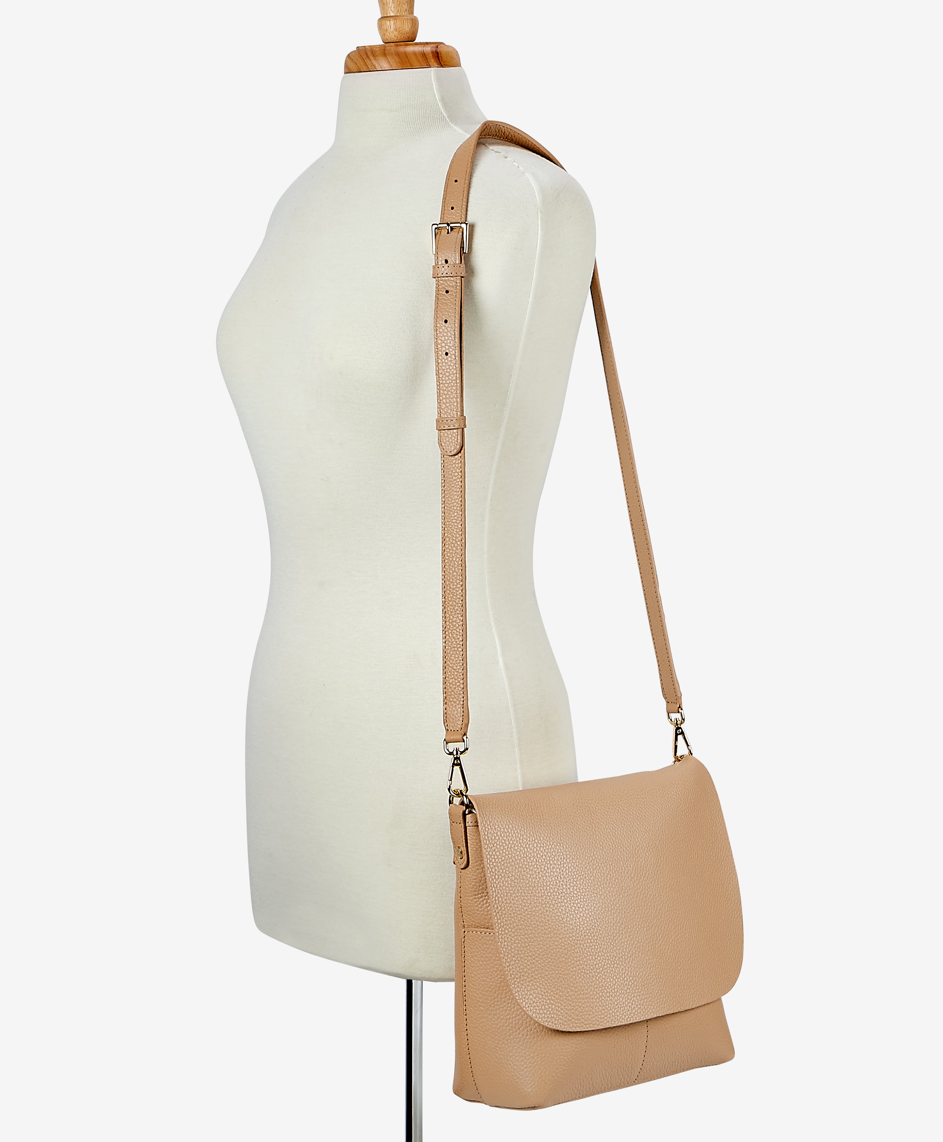 Andie Crossbody Bag in Cappuccino - Pebble Grain Leather Purse for Women, Stylish & Durable Everyday Handbag for Work, Travel & Shopping