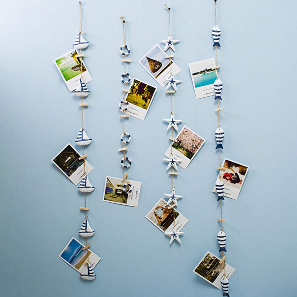 Healifty Wooden Photo Clips - 3 Strings Hanging Decor for Wall Display