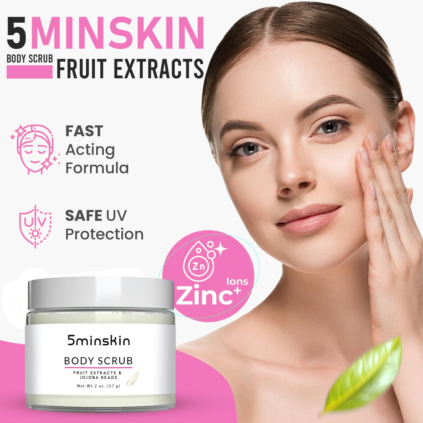 5minskin Exfoliating Body Scrub with Natural Fruit Extracts & Jojoba Beads - Hydrating & Smoothing Skin Care for Dry Skin - Perfect for Shower, Bath & Spa Day Self Care Routine