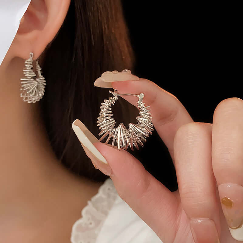 Trendy Spiral Triangle Hoop Earrings for Women | R1619 | Perfect for Parties, Date Nights & Everyday Wear