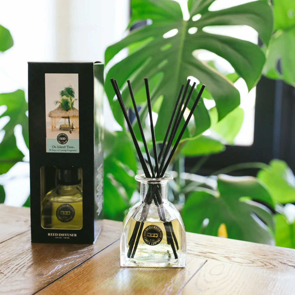 On Island Time Reed Diffuser - Premium Home Fragrance Oil Diffuser for Relaxation & Aromatherapy - Perfect for Living Room, Bedroom, Office & Spa