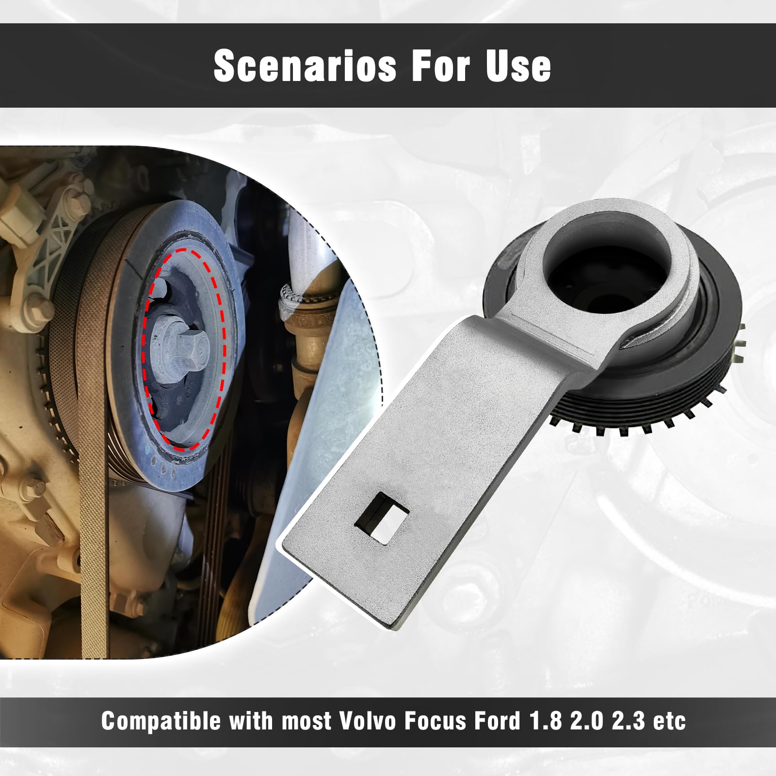 Volvo Ford 1.8 2.0 2.3 16V Crankshaft Pulley Holder Tool - Crank Pulley Wrench for Engine Repair & Maintenance - Perfect for DIY Mechanics & Auto Shops