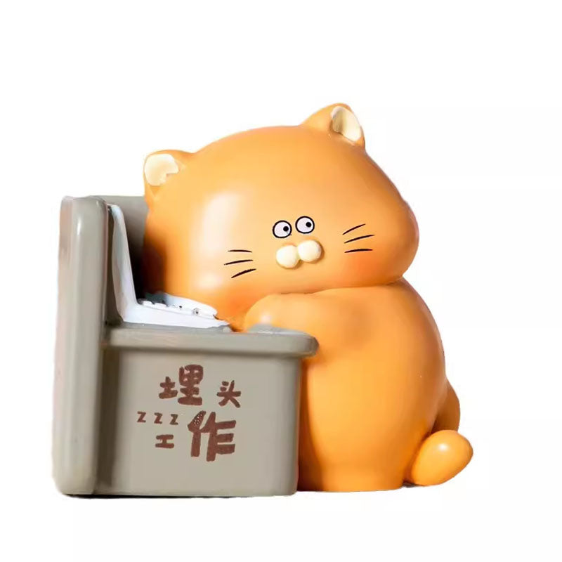Meow Tuanzi Work Story Bean Series Blind Box - Cute Cat Collectible Figures for Office Desk Decor & Stress Relief Gift
