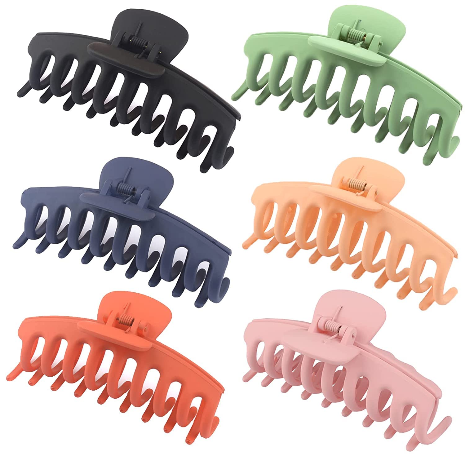 LATRAT 6-Piece Large Non-Slip Hair Clips for Women & Girls - 11cm Hair Claw Clips for Thick & Thin Hair - 6 Color Hair Accessories for Ponytail, Bun & Updo Hairstyles