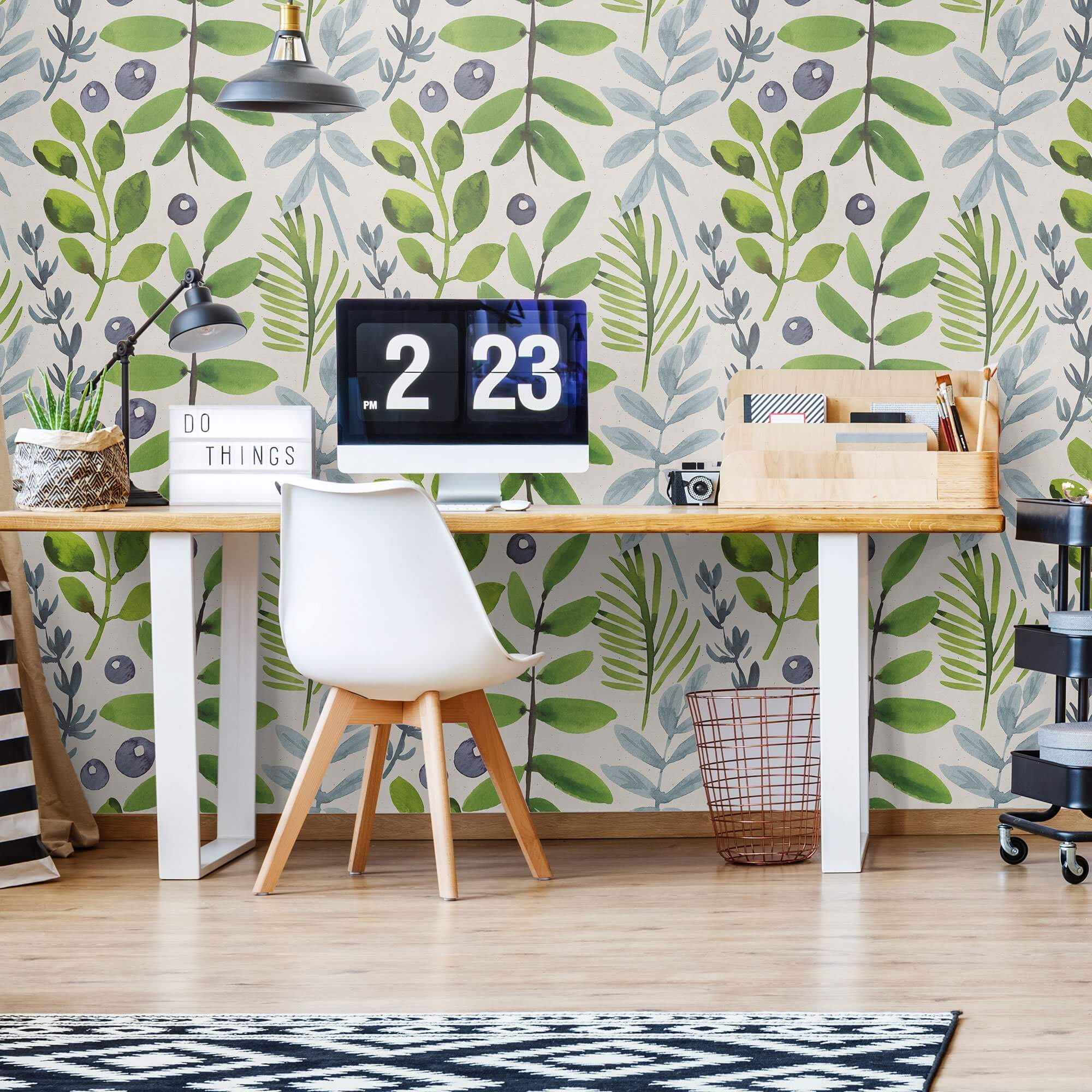 Green and Purple Botanical Floral Peel and Stick Removable Wallpaper 9786 - Self-Adhesive Wall Decor for Bedroom, Living Room, Nursery & Office