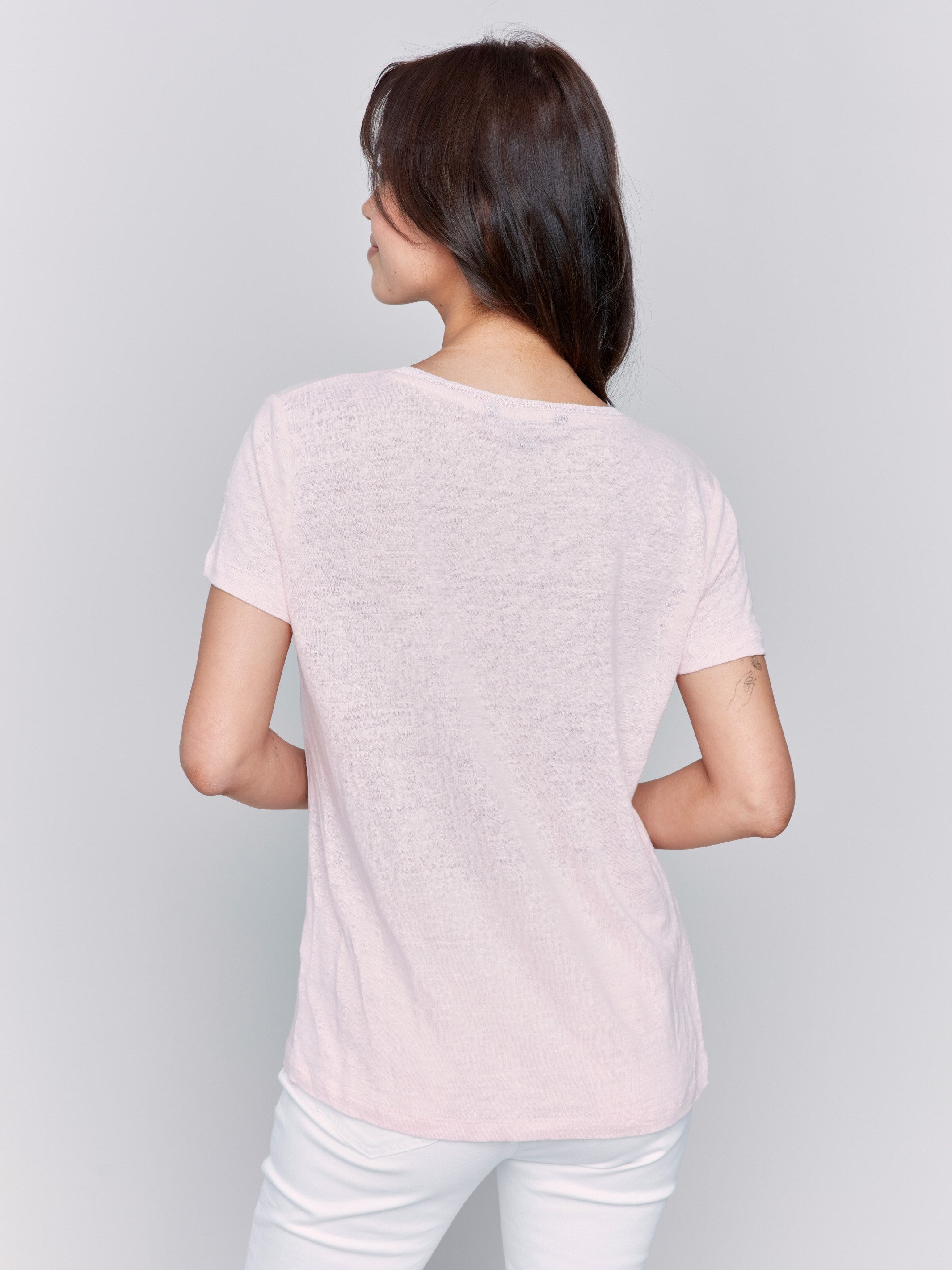Soft & Breathable Linen Blend V-Neck T-Shirt for Women | Comfortable Summer Casual Tee | Perfect for Beach, Travel & Everyday Wear