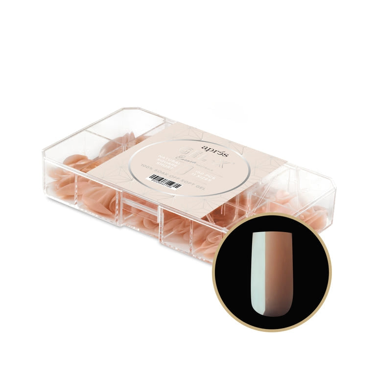 Apres Gel X Neutrals Emma Natural Tips 150pc Short Square - Professional Nail Extension Kit for DIY Manicure & Salon Use, Perfect for Weddings, Parties & Special Occasions