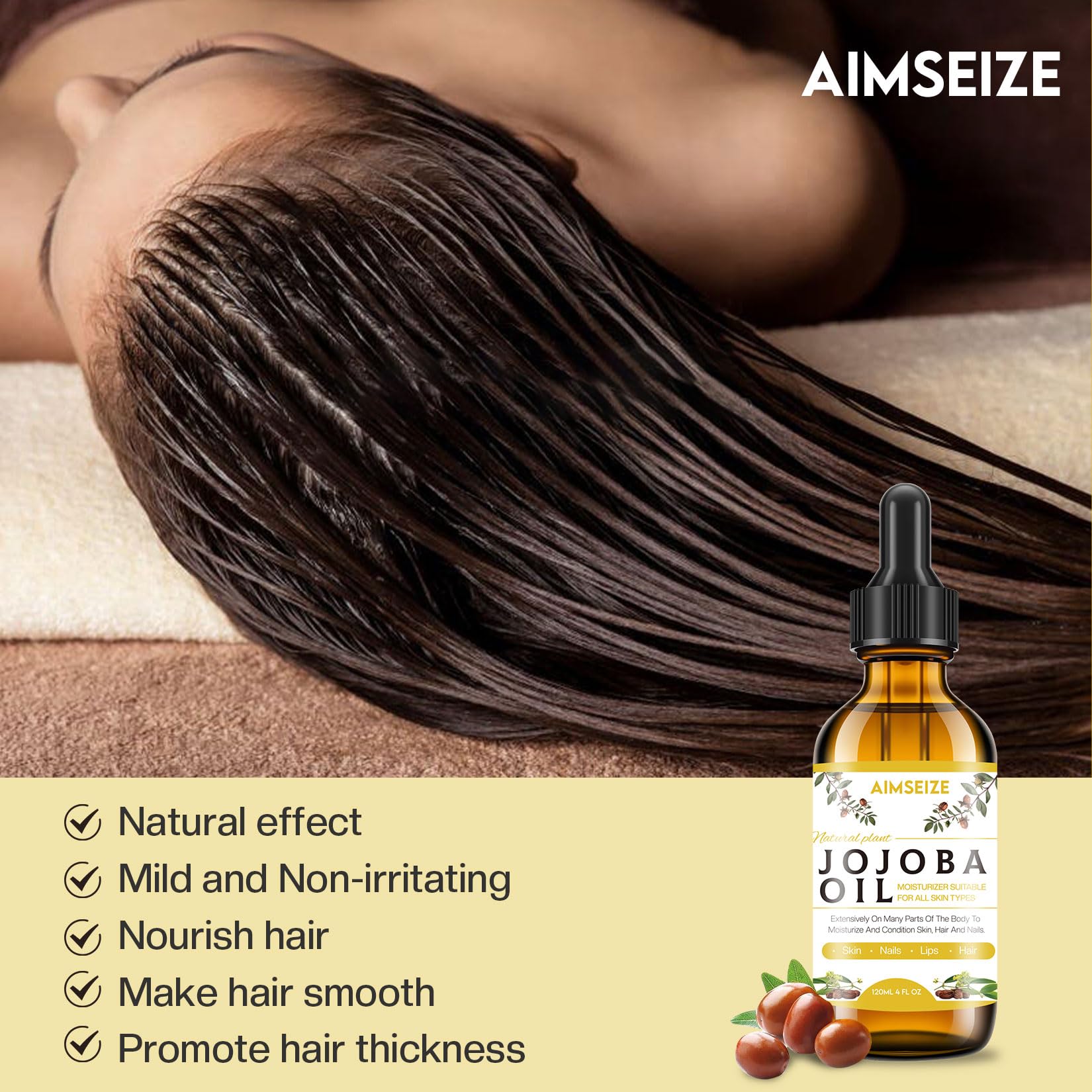 100% Pure Cold Pressed Jojoba Oil for Face, Hair & Skin - Natural Moisturizing Massage Oil - Nail Care & Aromatherapy - Perfect for Dry Skin, Hair Growth & Relaxation