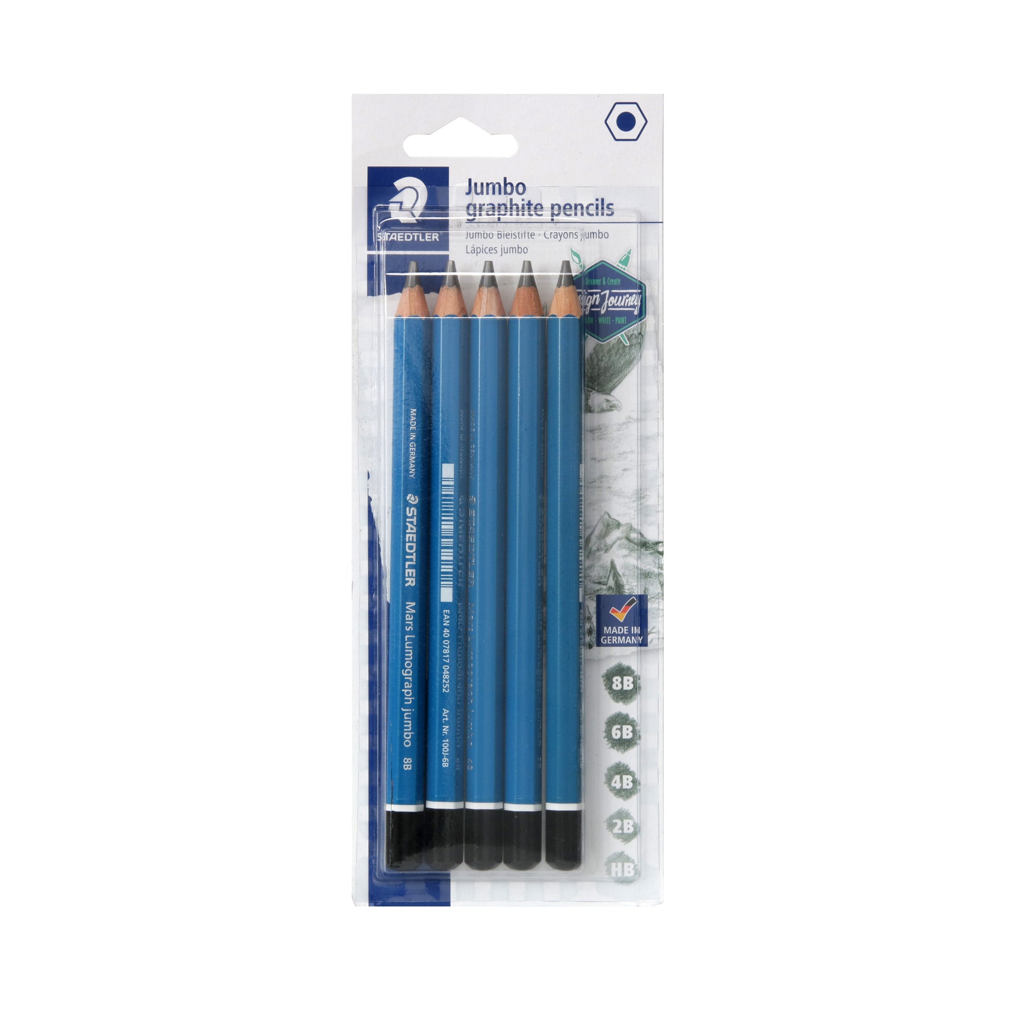 5 Pack Lumograph Graphite Pencils Set - 6B to 4H for Artists, Sketching & Drawing - Premium Quality for Professional Artwork, Shading & Detailed Illustrations - Perfect for Beginners and Experts