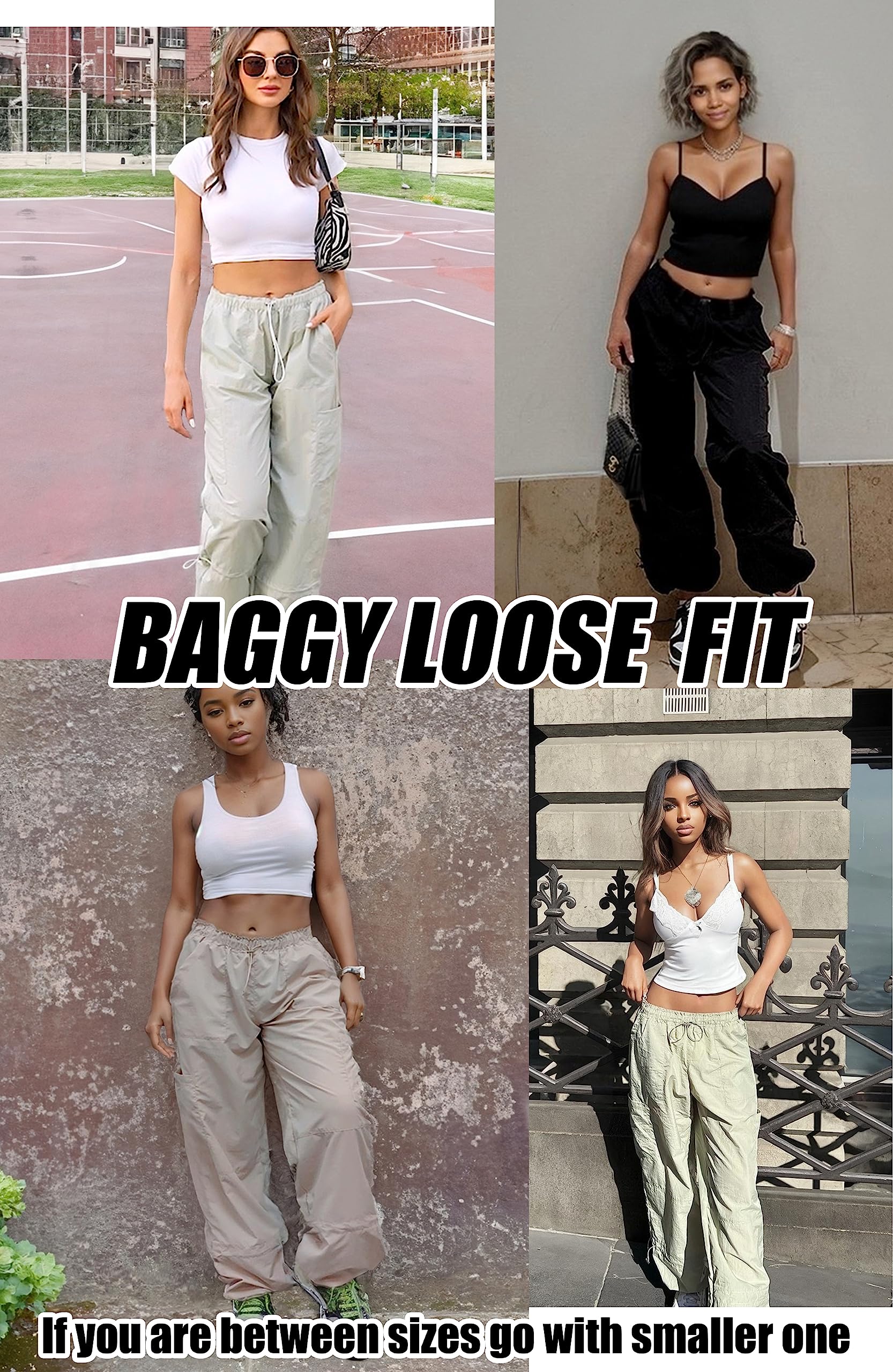 Women's Cargo Pants - Baggy Parachute Pants for Casual Wear, Y2K Fashion, Rave & Festival Outfits | Perfect for Street Style, Concerts & Outdoor Adventures