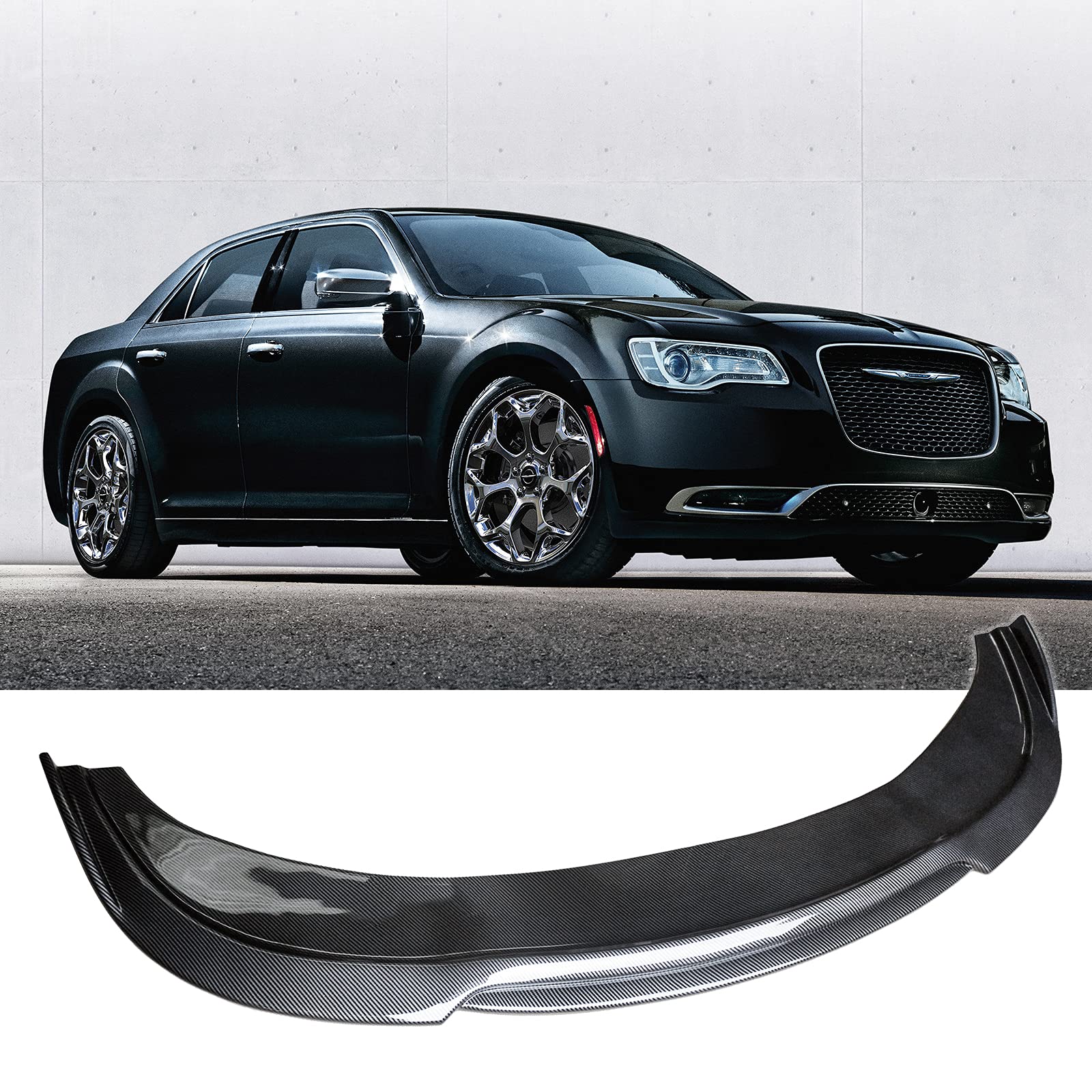 NINTE Front Lip Spoiler for 2015-2020 Chrysler 300 RT - ABS Painted Carbon Fiber Double-Deck Style Bumper Splitter - Aggressive Look & Enhanced Aerodynamics for Street & Show Cars