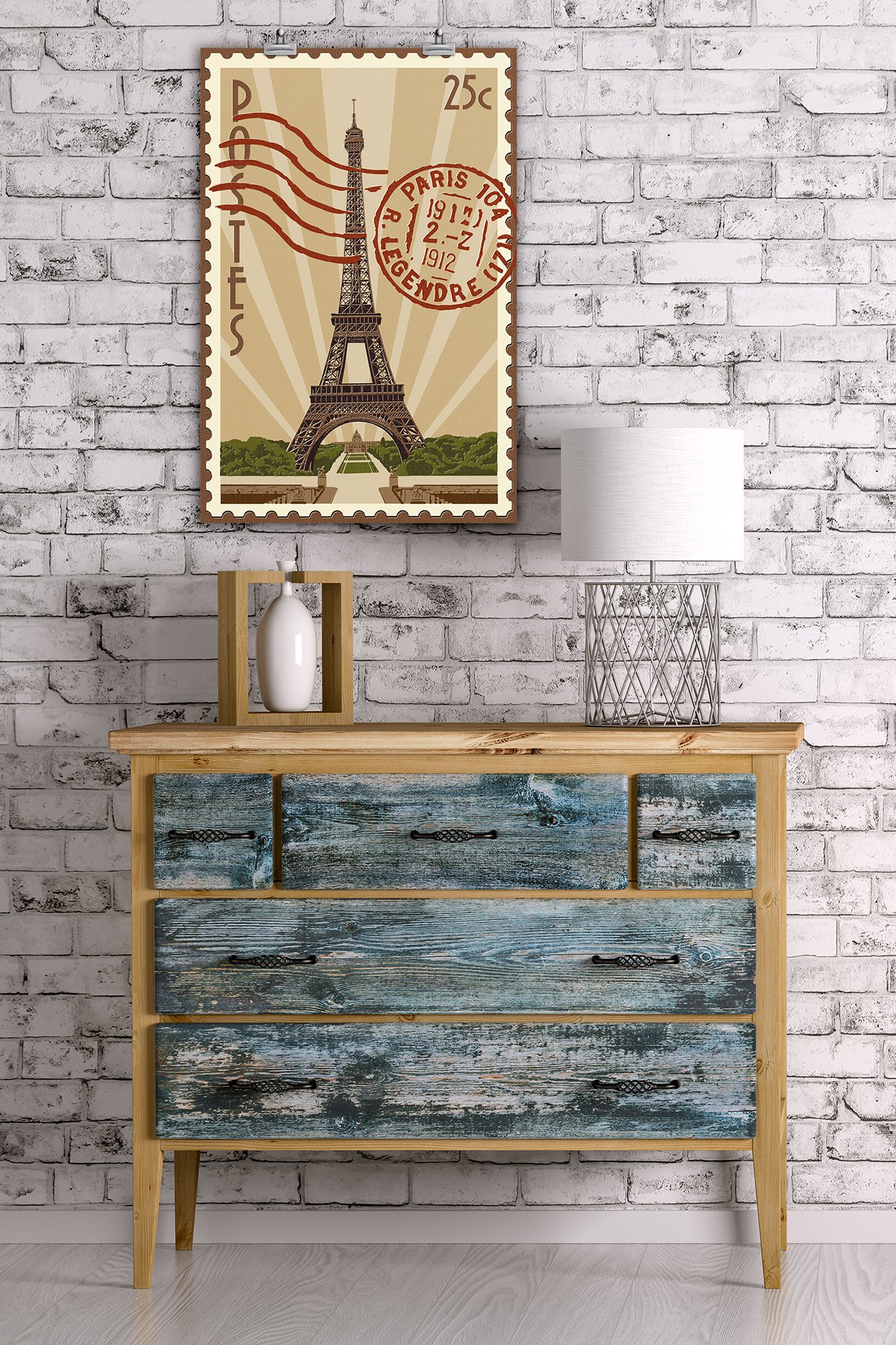 Eiffel Tower Letterpress Art Print - 16x24 Giclee Gallery Wall Decor, Paris Travel Poster for Home & Office Decoration | Perfect Gift for Travel Lovers & Francophiles