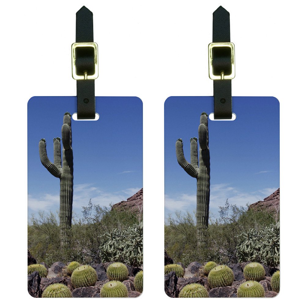 Saguaro Cactus National Park Arizona Luggage Tags - Durable Suitcase ID Tags Set of 2 for Travel, Carry-On Bags & Backpacks - Perfect for Vacation, Camping & Road Trips