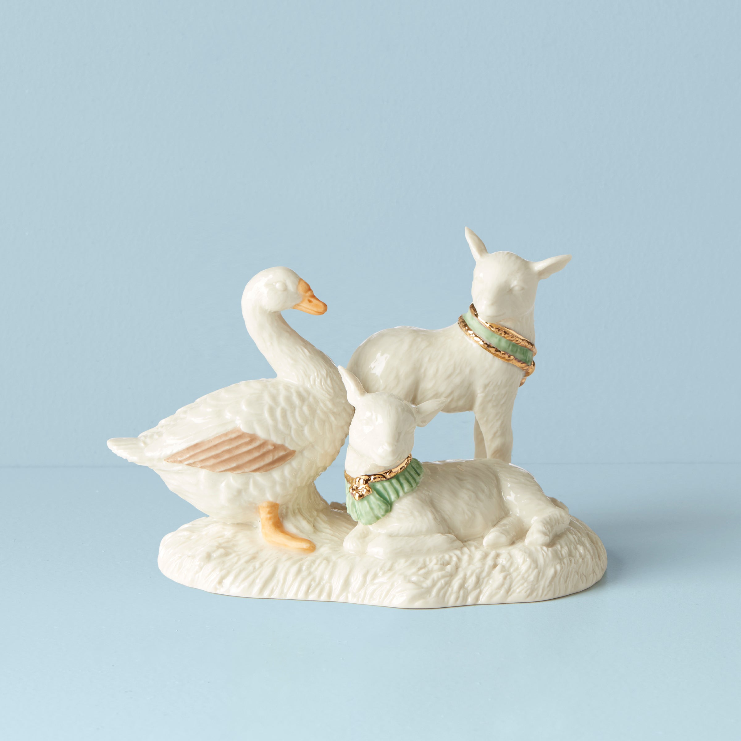 First Blessing Goose & Lambs Figurine - Handcrafted Home Decor for Christmas, Easter & Wedding Centerpieces - Perfect for Holiday Gifts & Tabletop Displays