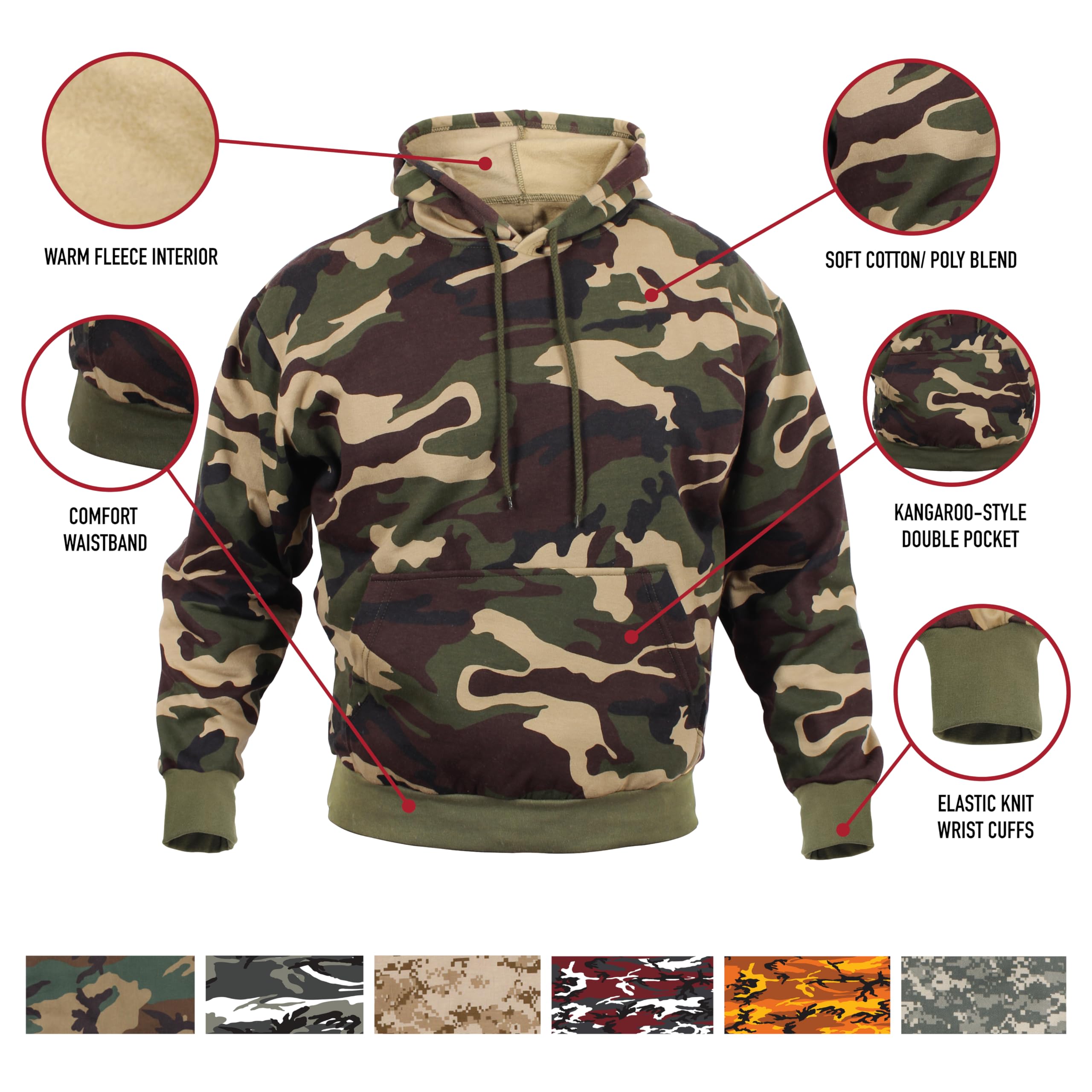 Rothco Pullover Hooded Sweatshirt - 男士保暖连帽卫衣，适合户外运动、露营、休闲日常穿着