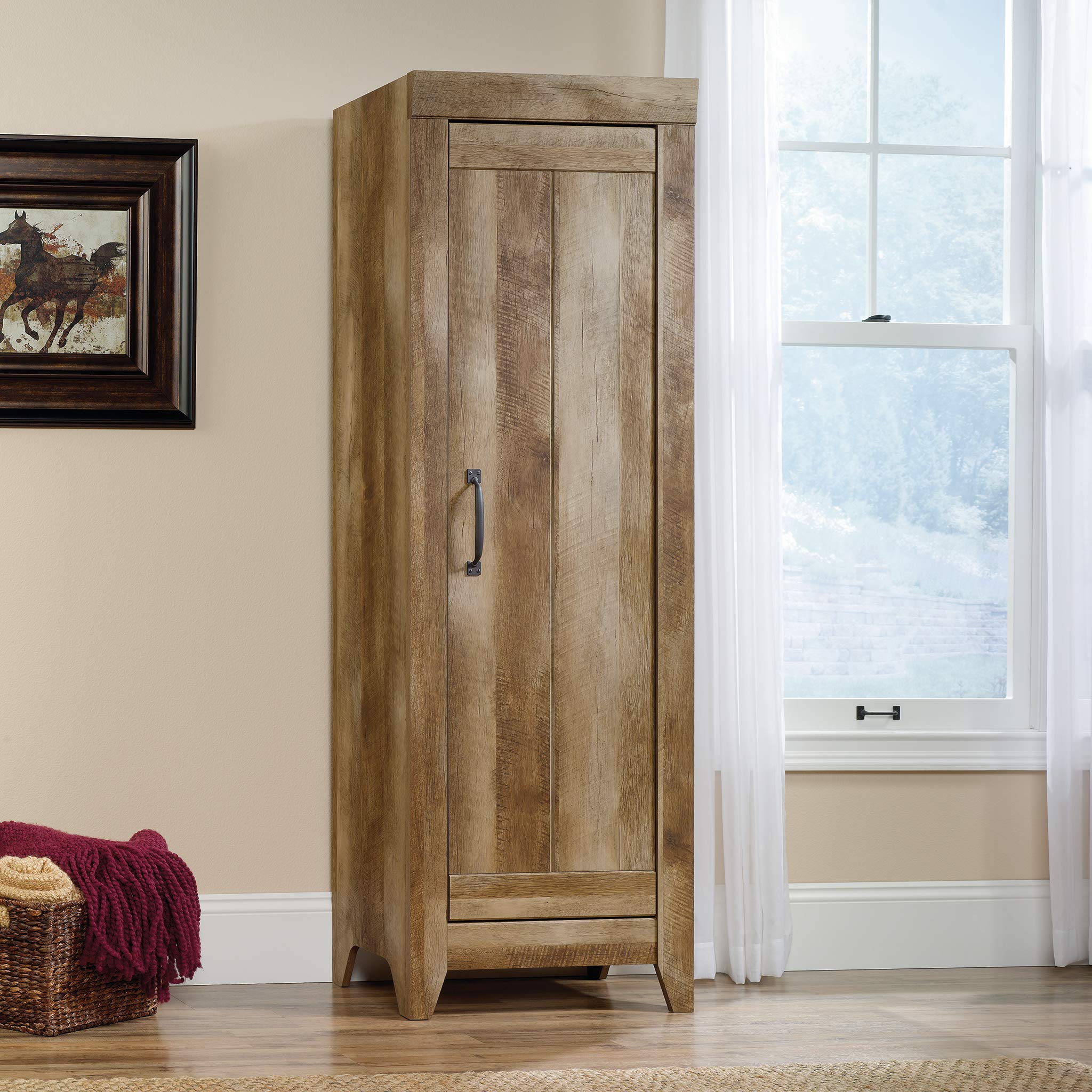 Sauder Adept Narrow Storage Cabinet - Craftsman Oak Finish Pantry Organizer for Kitchen, Bathroom & Office | Space-Saving Home Storage Solution