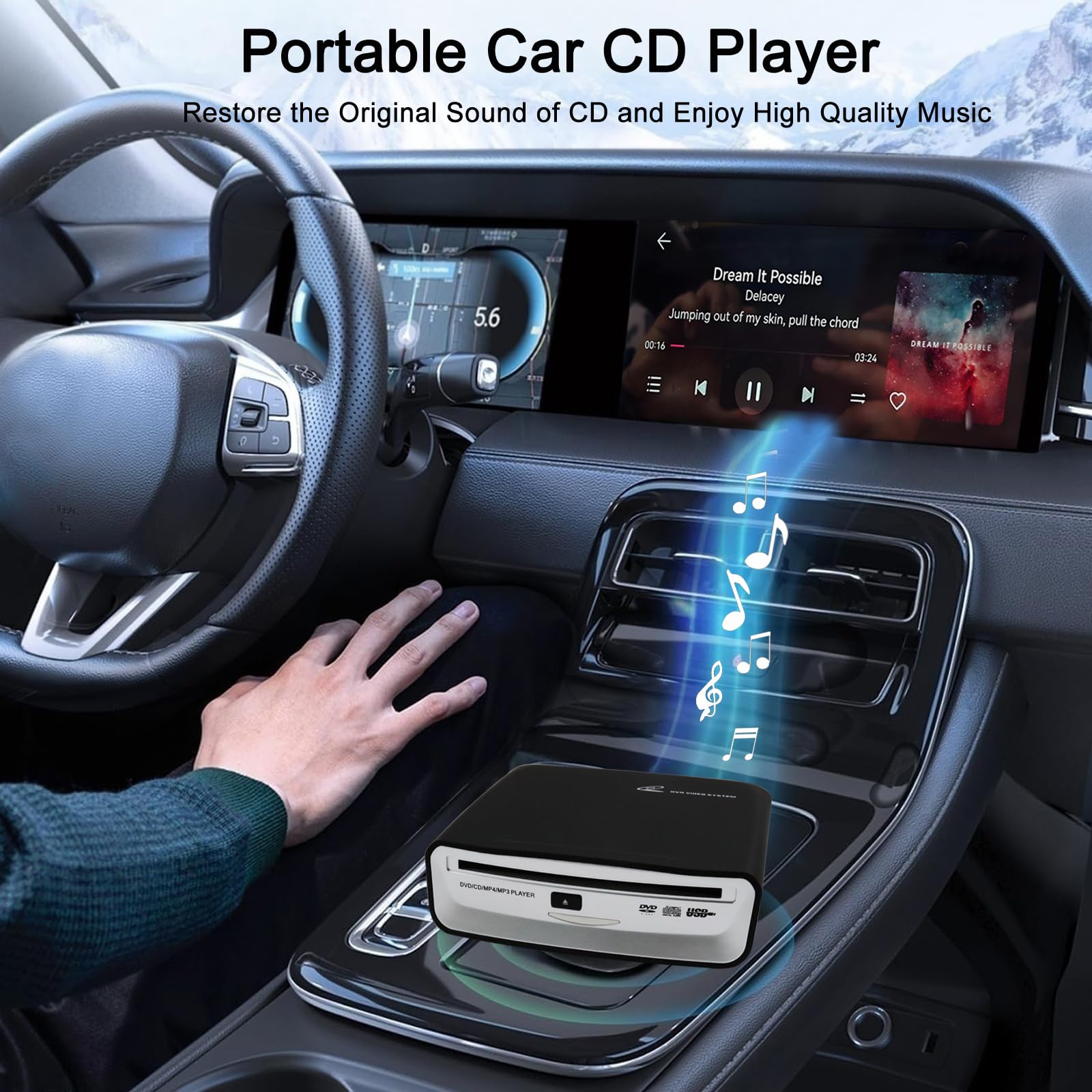 Portable USB External CD Player for Car, TV, Mac, Laptop, PC - Plug & Play with AUX Port | Perfect for Road Trips, Home Entertainment & Office Use