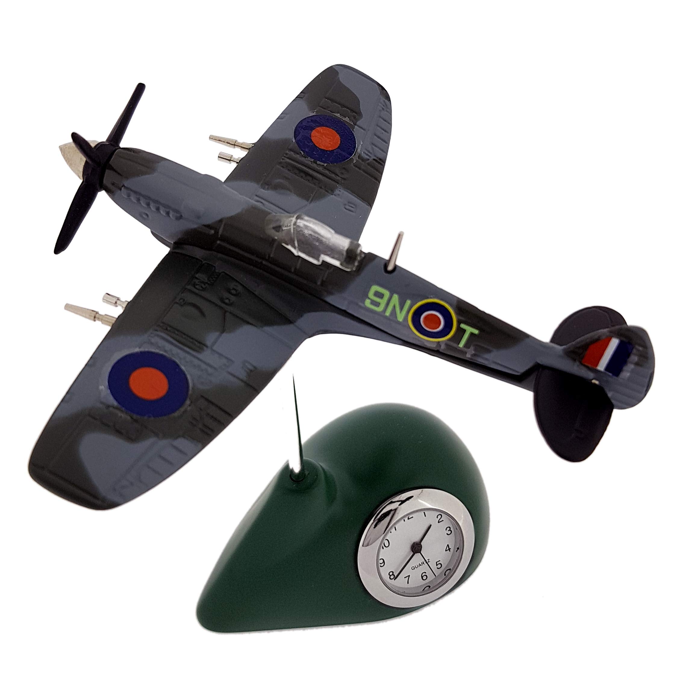 Vintage WWII Fighter Plane Miniature Collectible Airplane - Desk Clock with Alarm, Gift for Aviation Enthusiasts & History Buffs - Perfect for Home, Office, or Man Cave Decor