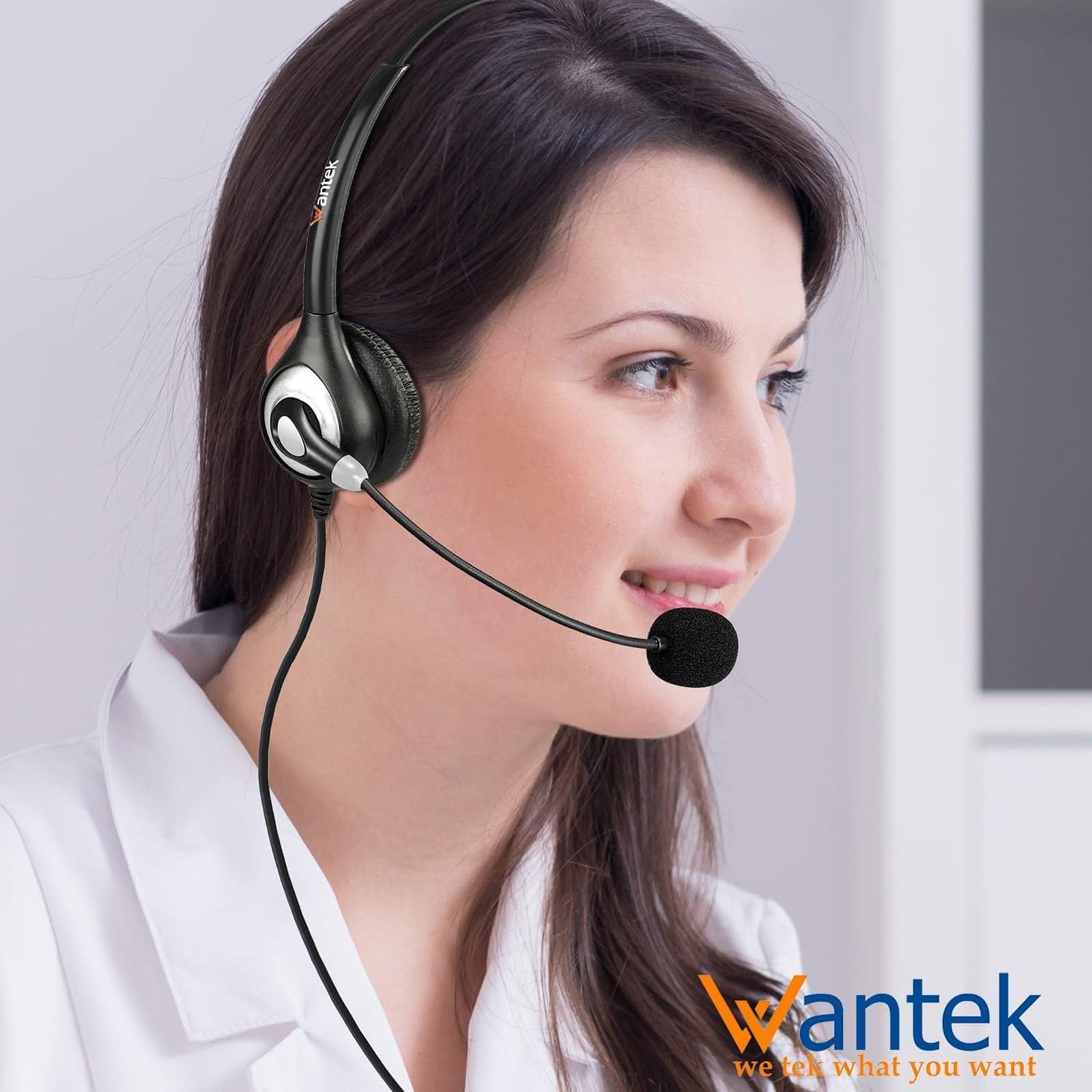 Noise Cancelling USB Headset with Microphone - Lightweight PC Headphones for Business, Home Office & Call Centers - Compatible with Zoom, Skype, Webinars - Clear Audio & Easy Controls for Online Meetings & Remote Work