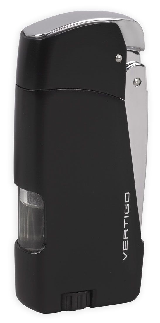 Vertigo Double Torch Lighter - Matte Black Windproof Butane Lighter for Cigars, Candles & Outdoor Use (Premium Refillable Jet Flame Lighter)