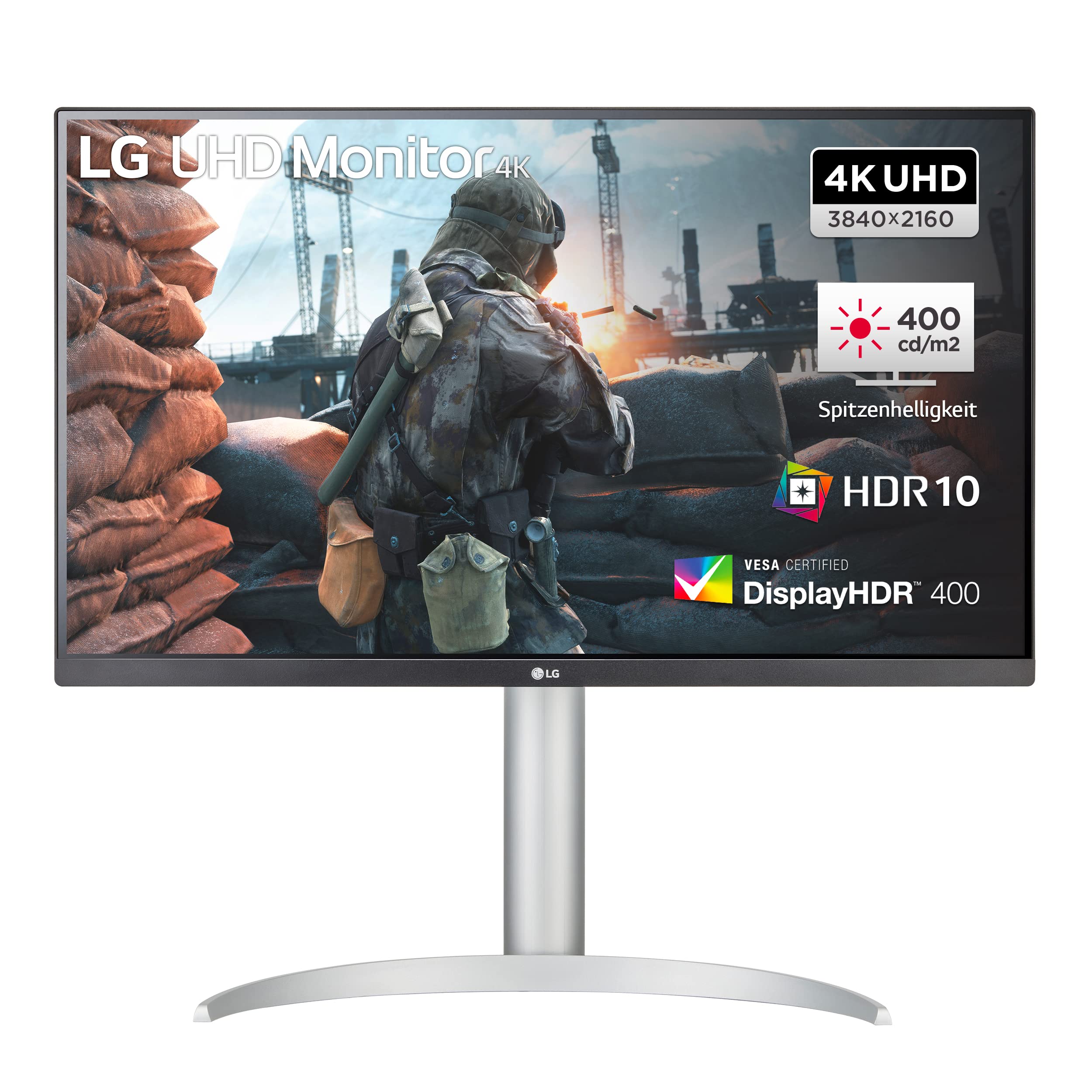 LG 27UP650P-W 27 Inch 4K UHD Monitor (3840x2160) with IPS Panel, 95% DCI-P3, HDR10, AMD FreeSync, VESA DisplayHDR 400 - White - Perfect for Graphic Design, Video Editing & Gaming