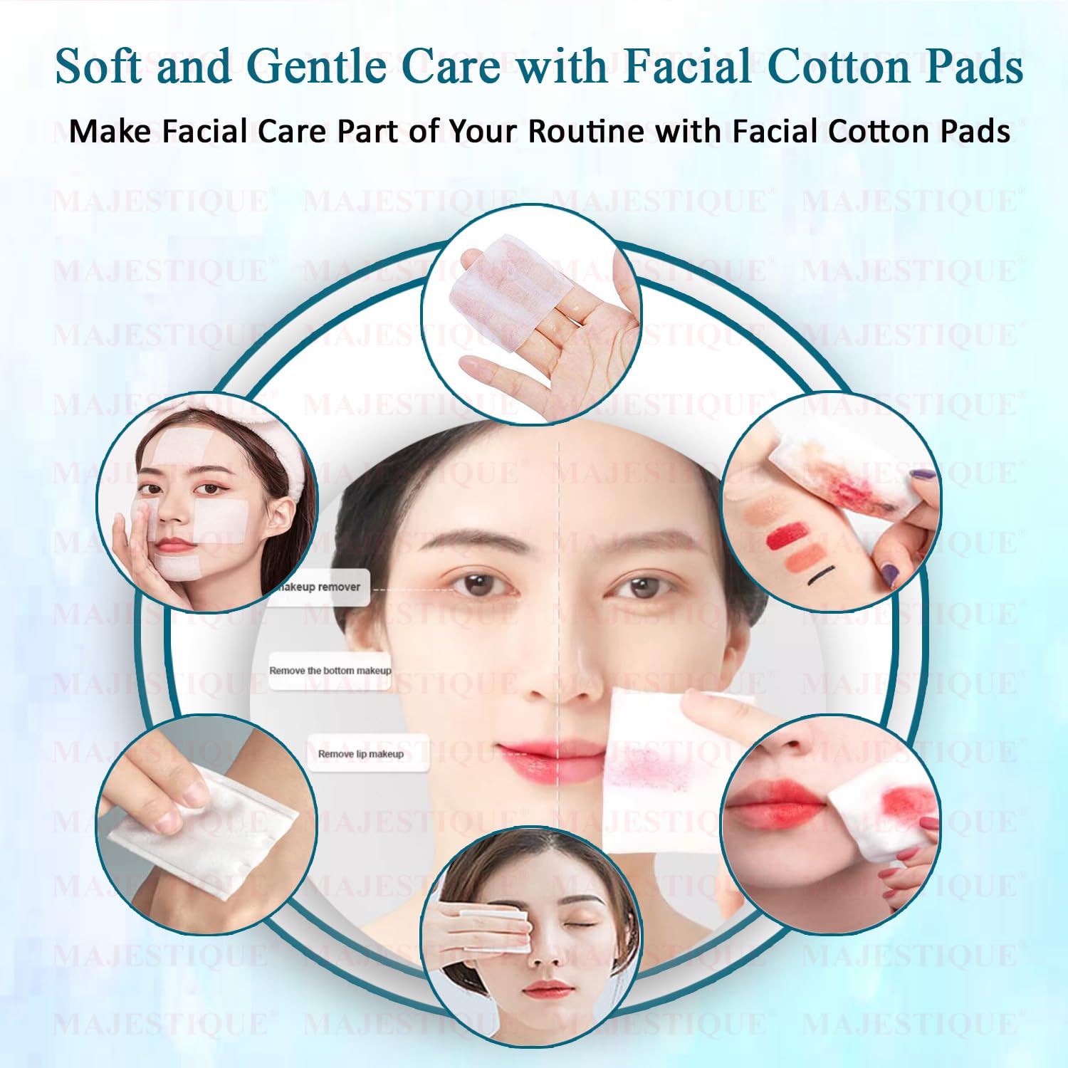 Majestique 100% Pure Cotton Face Pads - 460 Count Soft Makeup Remover Wipes for Gentle Eye & Facial Cleansing | Reusable Cosmetic Cotton Rounds for Toner, Micellar Water & Skincare | Perfect for Travel, Spa & Daily Beauty Routine
