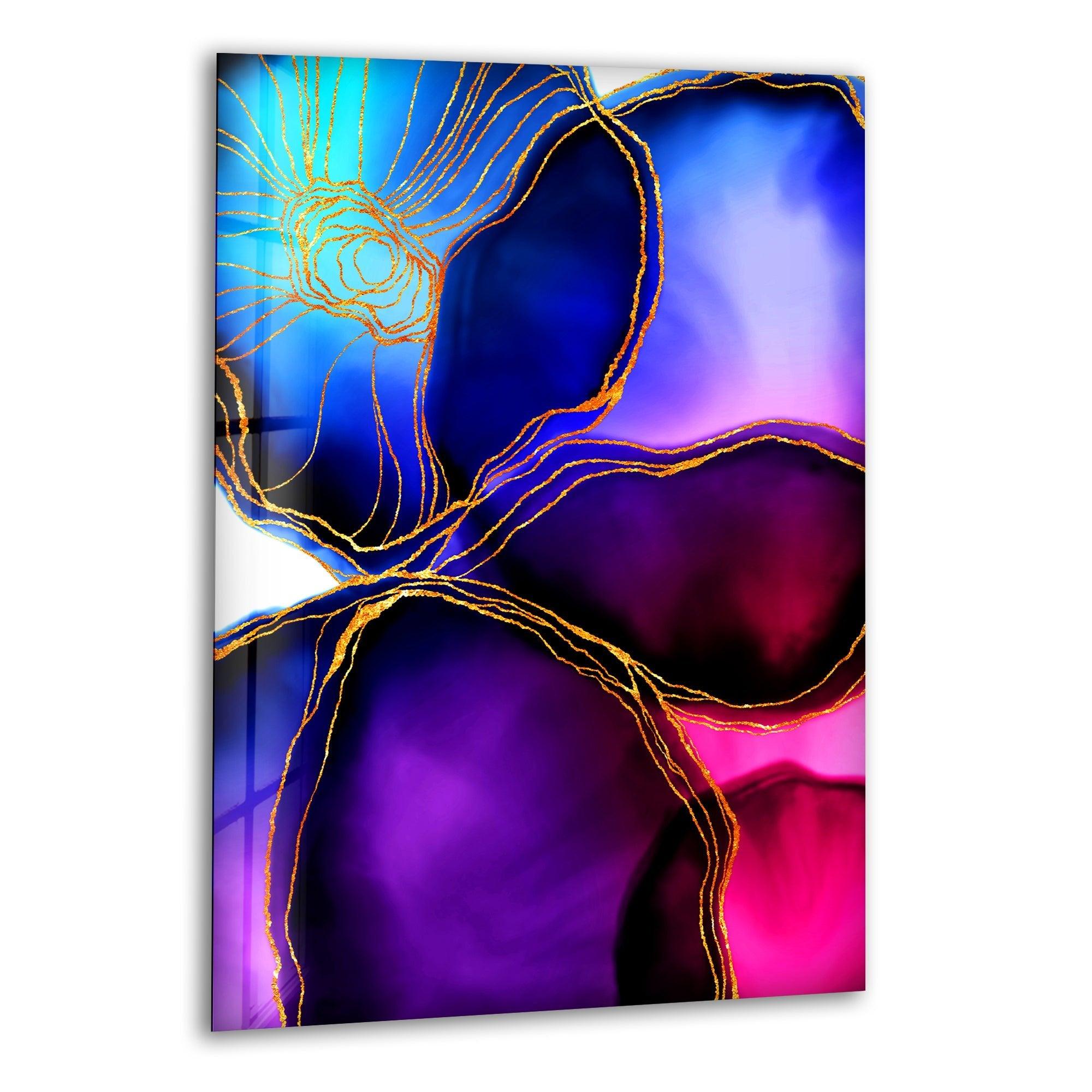 Alcohol Ink Flower Glass Wall Art - Handmade Modern Home Decor for Living Room, Bedroom & Office - Unique Abstract Floral Painting for Gifts & Interior Design