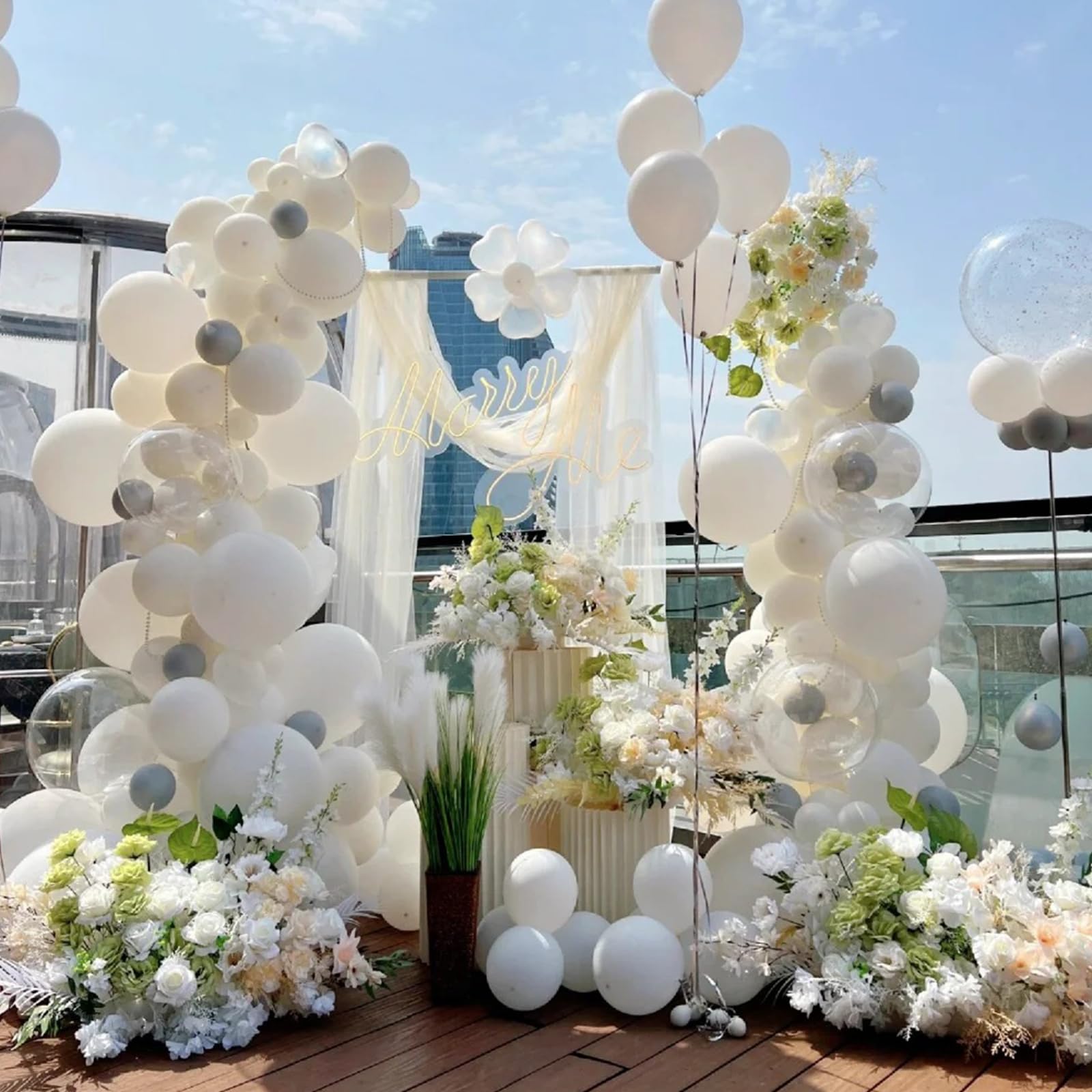 50 Pack 12 Inch White Latex Balloons - Premium Party Balloons for Engagement, Bachelorette, Bridal Shower, Wedding & Birthday Decorations - Perfect for Indoor & Outdoor Celebrations