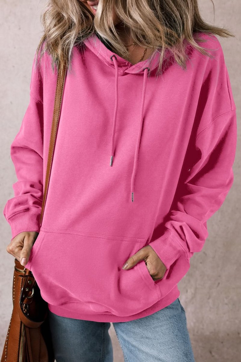 Cozy Fleece Lined Kangaroo Pocket Hoodie with Drawstring - Warm Oversized Sweatshirt for Women & Men | Perfect for Winter, Outdoor Activities & Casual Wear