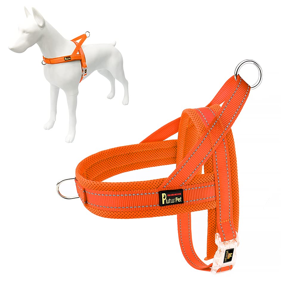 Plutus Pet No Pull Dog Harness - Breathable Mesh Padded, Adjustable Reflective Escape Proof Vest for Small Medium Large Dogs (XS, Orange) - Perfect for Walking, Running, Hiking & Outdoor Adventures