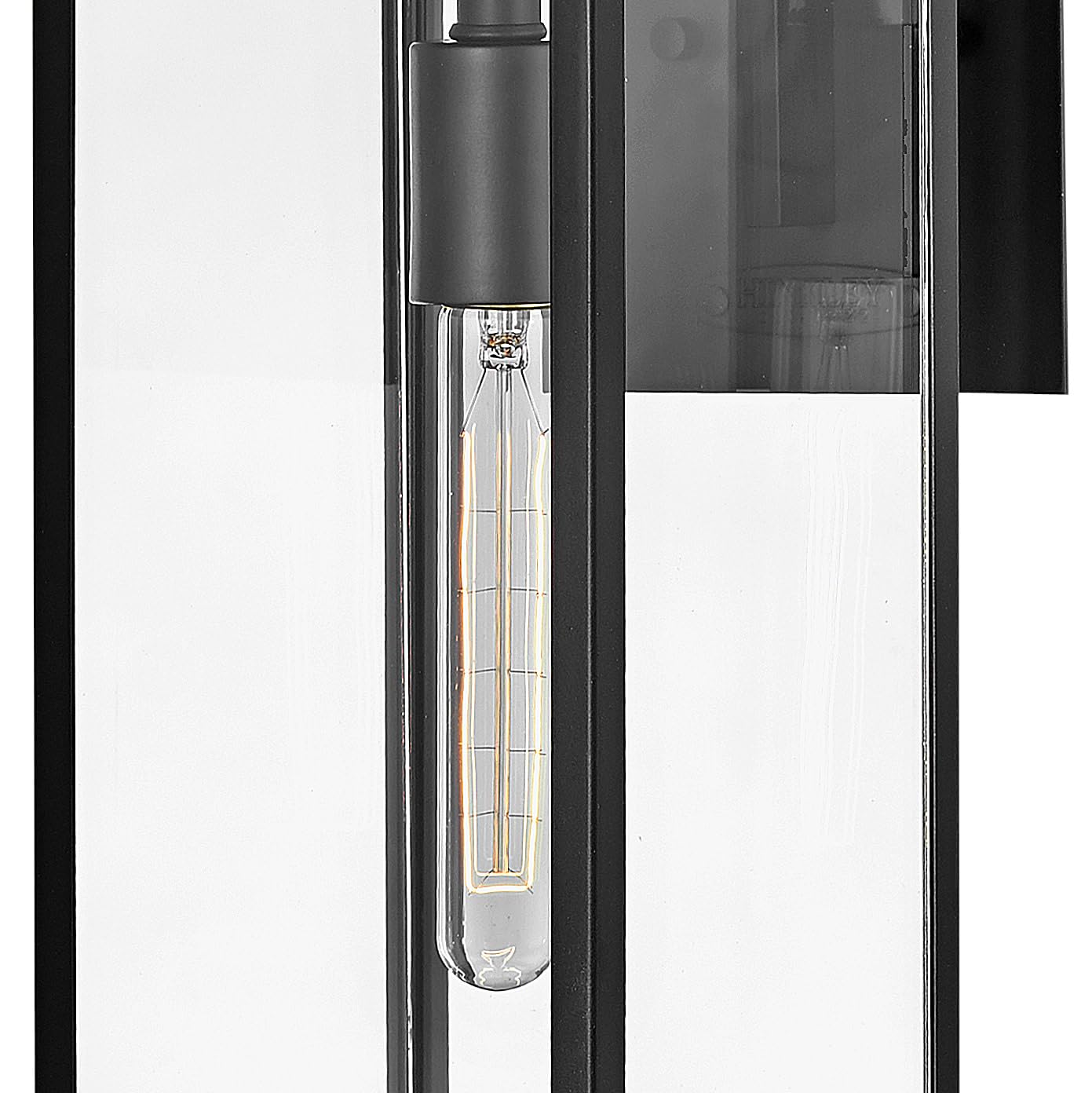 Hinkley Max 2594BK Medium Outdoor Wall Mount Lantern - Hand-Welded Aluminum Frame, Clear Glass Panels, Contemporary Industrial Style - Black - Perfect for Porch, Patio, and Garden Lighting