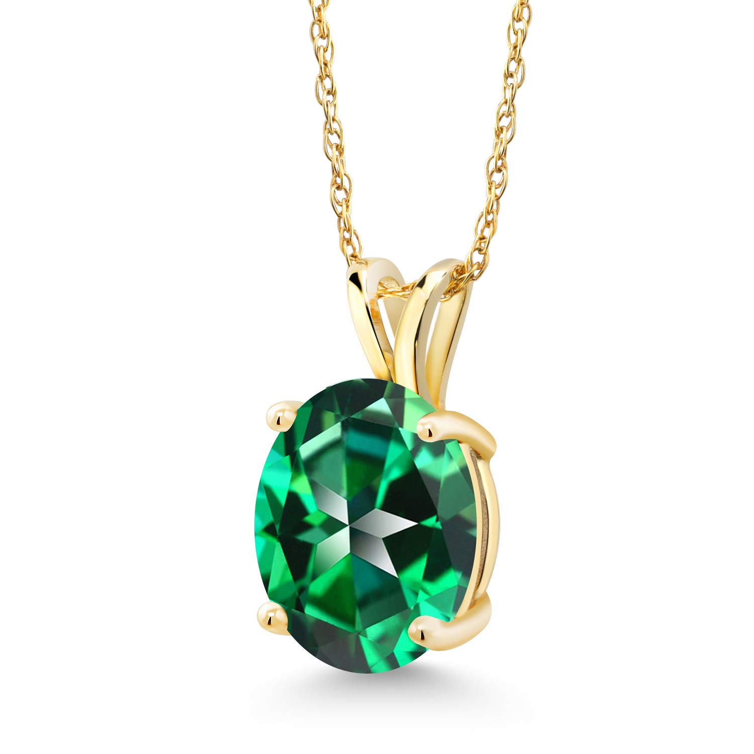 14K Yellow Gold 10X8MM Oval Birthstone Pendant Necklace for Women - 18 Inch Chain | Personalized Fine Jewelry Gift for Mom, Wife, Her | Elegant Everyday Wear & Special Occasions