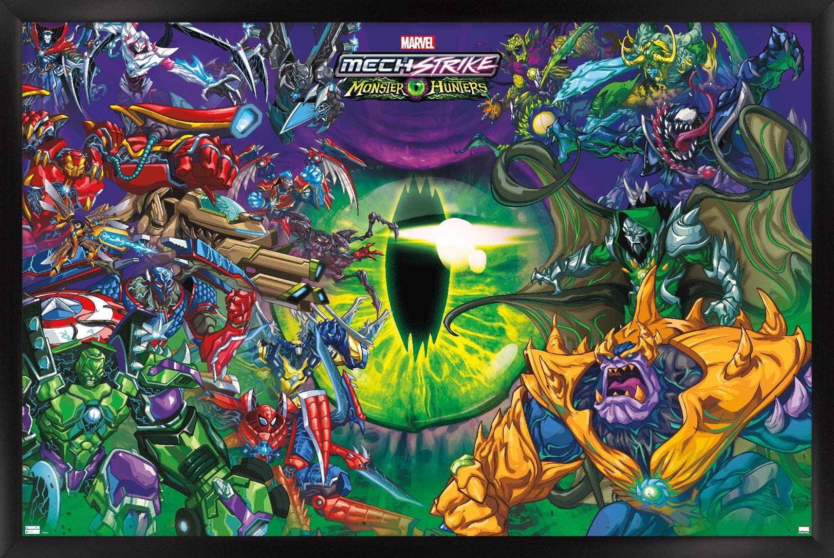 Marvel Avengers: Mechstrike Monster Hunters Battle Wall Poster - 14.725 x 22.375 Inches, Black Framed - Perfect for Superhero Fans, Kids' Rooms & Game Room Decor