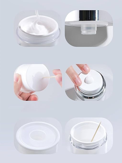 Refillable Airless Pump Jars 50ml - Acrylic Cosmetic Containers for Face Cream, Lotion & Moisturizer | Travel-Friendly, Leak-Proof Design for Skincare, Makeup & Thick Creams | Perfect for Home, Gym & On-the-Go Use