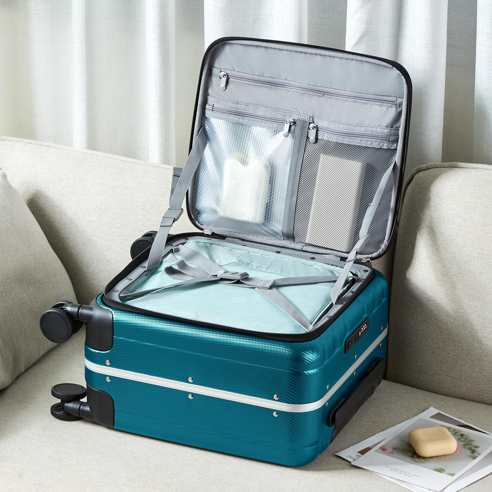 Hanke 16 Inch Underseat Carry On Luggage with Wheels - TSA Approved Lightweight Hard Shell Suitcase for Travel, Weekender & Airplane - Perfect Christmas & Birthday Gift (Caribbean Blue) - Ideal for Business Trips, Weekend Getaways & Cabin Baggage