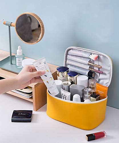 Bilvana Faux Leather Makeup Bag for Women - Waterproof & Washable Travel Cosmetic Organizer with Zipper - Perfect Gift for Girls, Women - Ideal for Travel, Gym, Work & Daily Use
