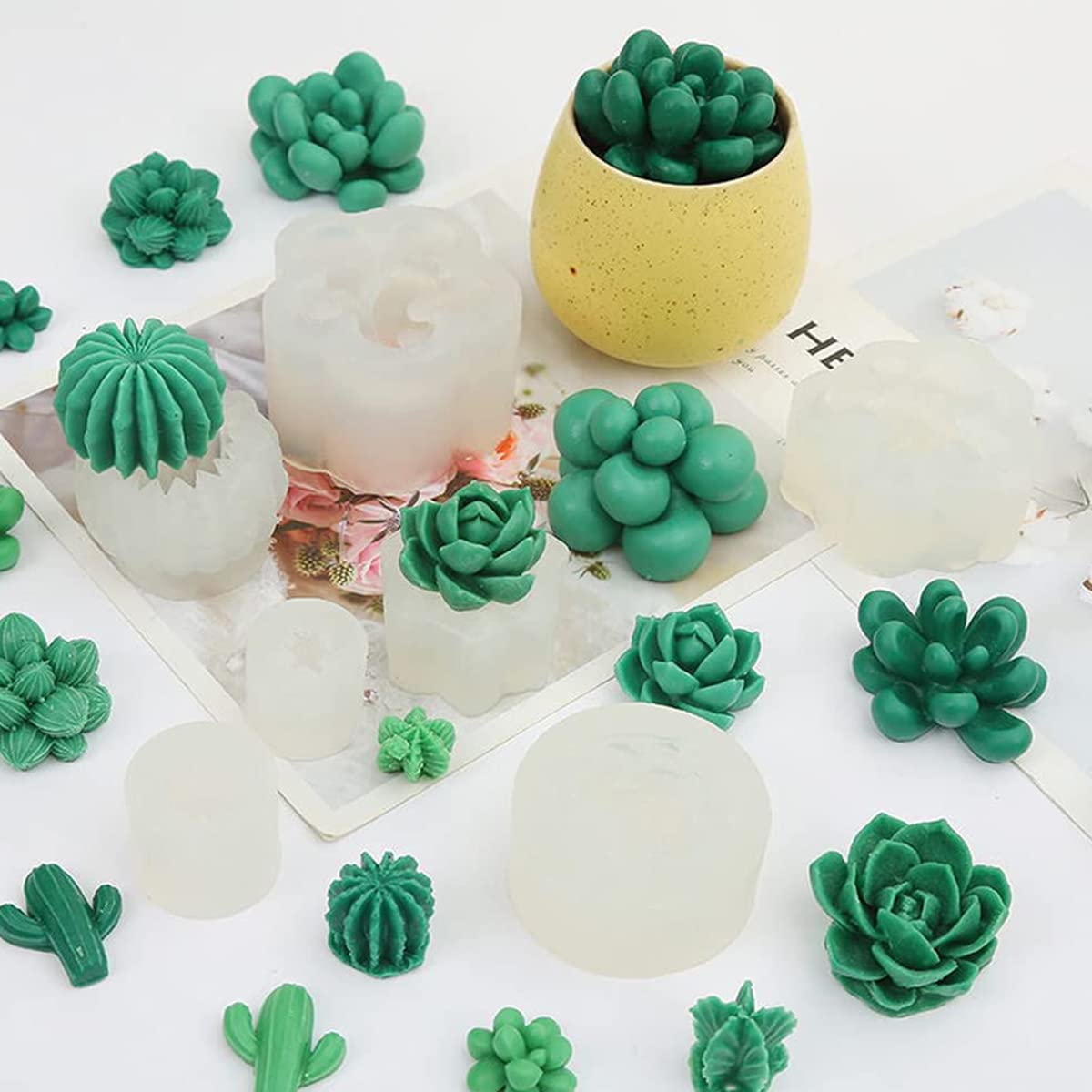 9 PCS Succulent Silicone Molds for DIY Resin Casting - 3D Cactus & Flower Molds for Clay, Candle Wax, Soap Making, Cake Decorating - Perfect for Home Crafts, Wedding Favors, and Party Decorations