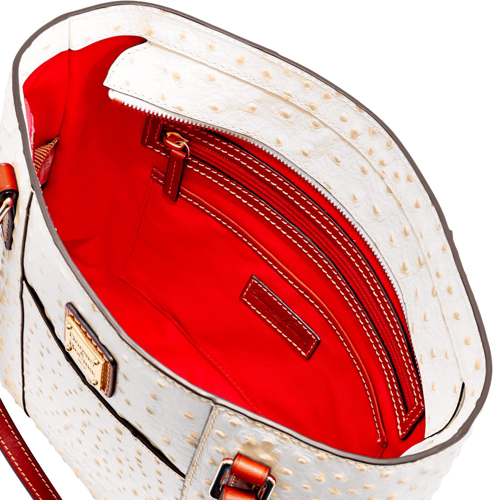 Dooney & Bourke Lexington Small Ostrich Leather Tote Handbag for Women - Stylish Crossbody Purse for Work, Travel & Everyday Use