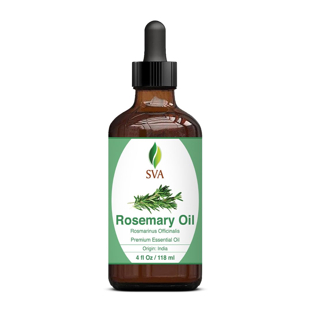 100% Pure Rosemary Essential Oil - 4 Fl Oz Natural Hair & Skin Care Oil for Aromatherapy, Massage, Diffuser, Soap Making - Promotes Hair Growth & Relaxation - Perfect for Spa, Home & DIY Beauty Products