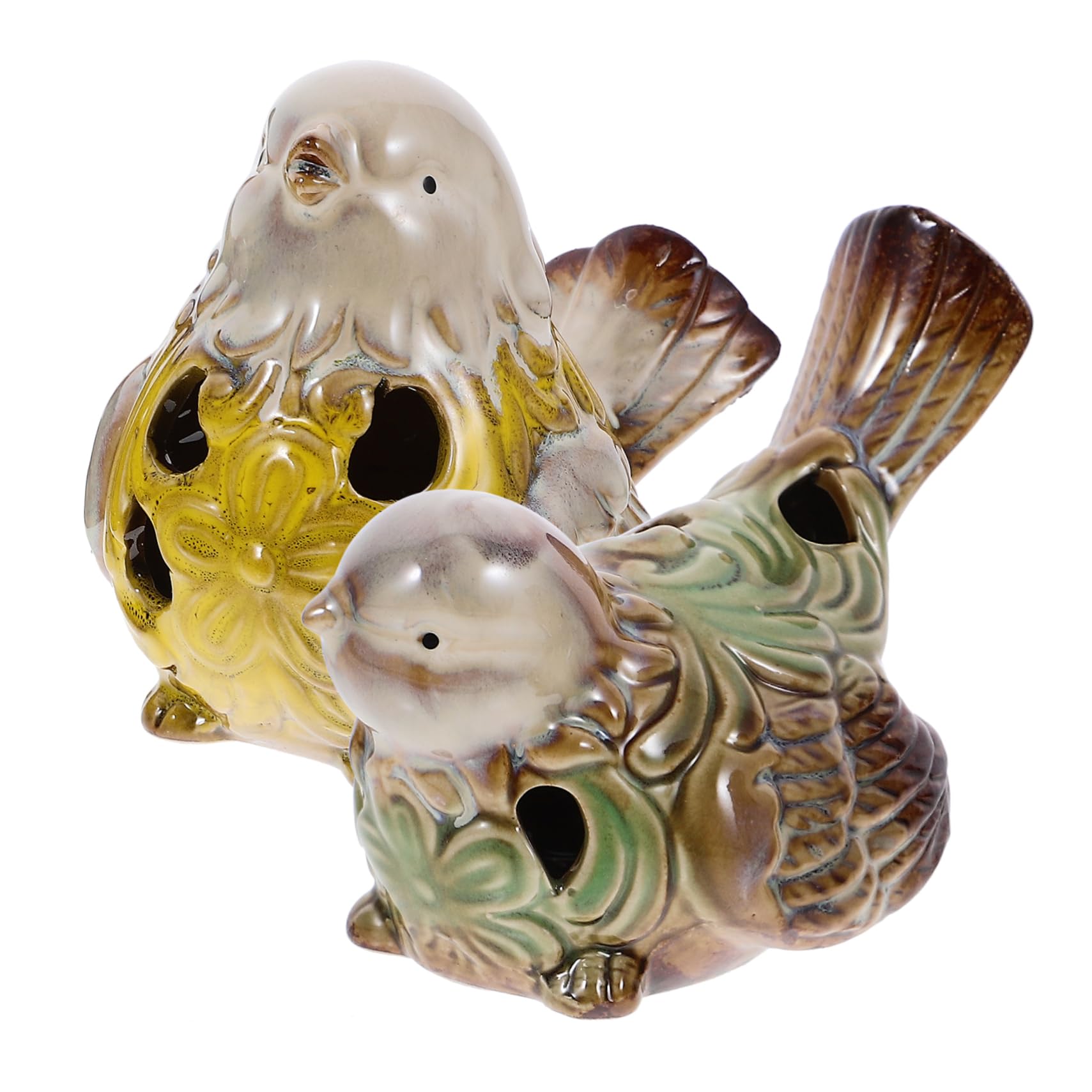 DOITOOL 2-Pack Ceramic Bird Ornaments - Handcrafted Home Decor for Tabletop, Shelf & Mantel - Perfect for Living Room, Bedroom & Office Decoration