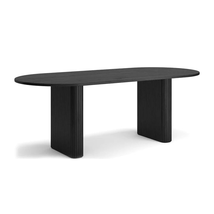 ASTON 220cm Black Dining Table - Modern Large Kitchen Table for Family Gatherings & Dinner Parties
