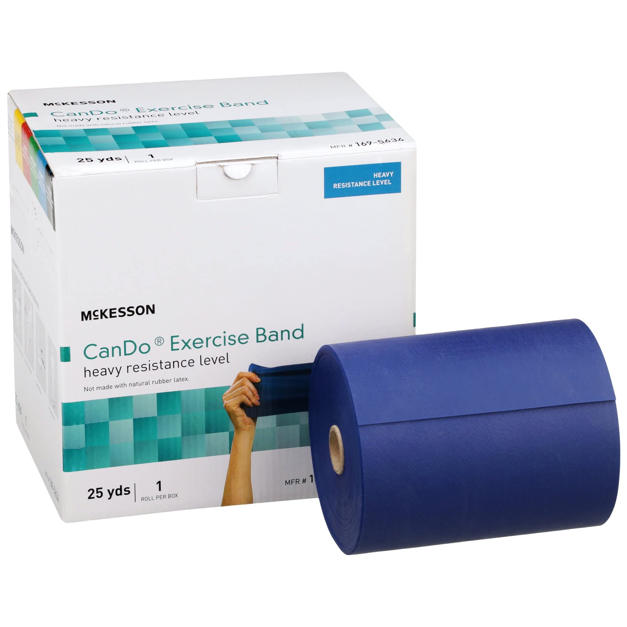 McKesson Heavy Resistance Exercise Band - 5 in x 25 yd Physical Therapy & Workout Bands for Strength Training, Stretching & Rehabilitation - Blue, 1 Count - Perfect for Home Gym, Yoga, Pilates & Physical Therapy Sessions