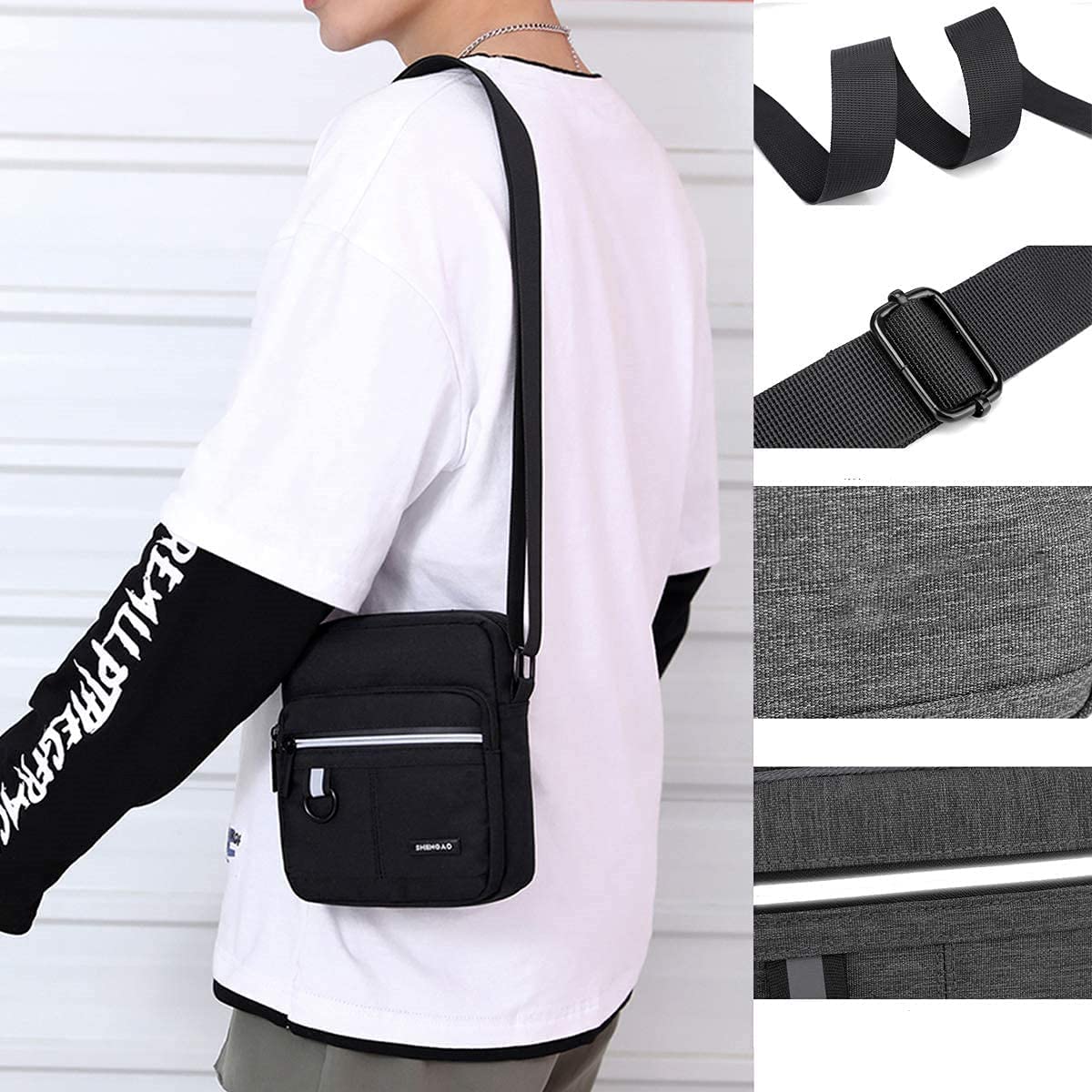 Compact Canvas Crossbody Bag for Men - Small Shoulder Bag & Mini Messenger Bag - Holds Phone, Wallet & Coins - Perfect for Travel, Commuting & Daily Use