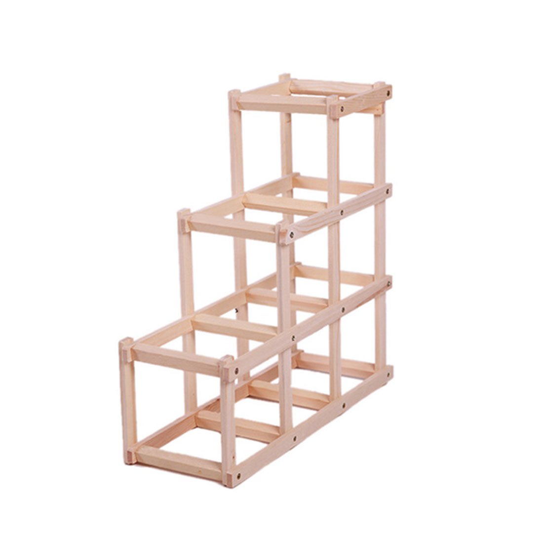 Levoberg Wooden Foldable Wine Bottle Rack - Countertop & Cabinet Storage Organizer for 6 Bottles (Natural Wood Color) - Perfect for Kitchen, Bar, Dining Room & Wine Cellar Organization