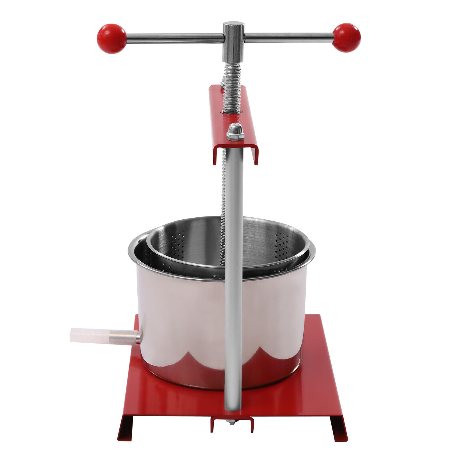 Stainless Steel 6L Manual Fruit Wine Press - Cheese Tincture Herb & Grape Crusher Juice Maker for Cider Making | Easy to Clean with Ball Handle | Perfect for Home Brewing, Winemaking & Juice Extraction