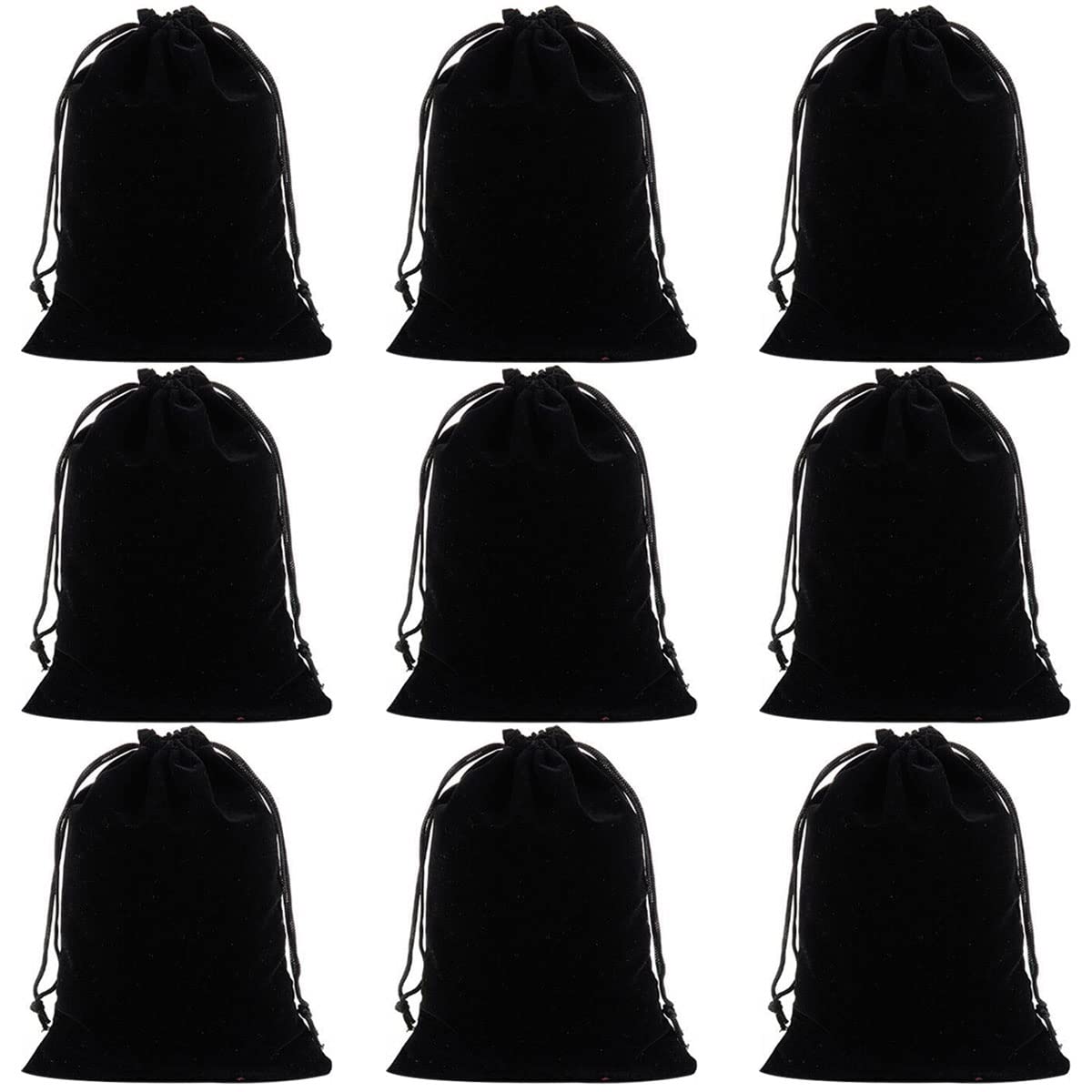 Premium 20-Piece Black Velvet Drawstring Bags - 2.8