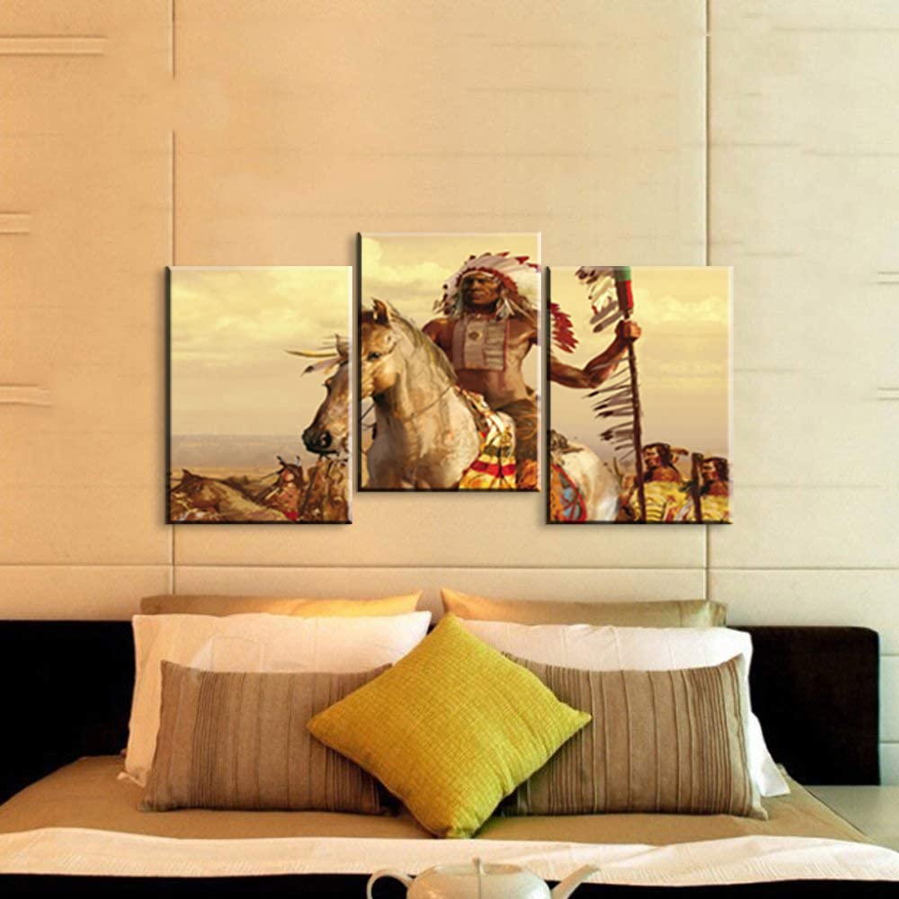 3-Piece Native American Indian Wall Art Set - Tribal Decor with Chiefs Design for Living Room & Bedroom - 16''W x 24''H Canvas Prints - Perfect for Southwest, Boho & Western Home Decor Styles